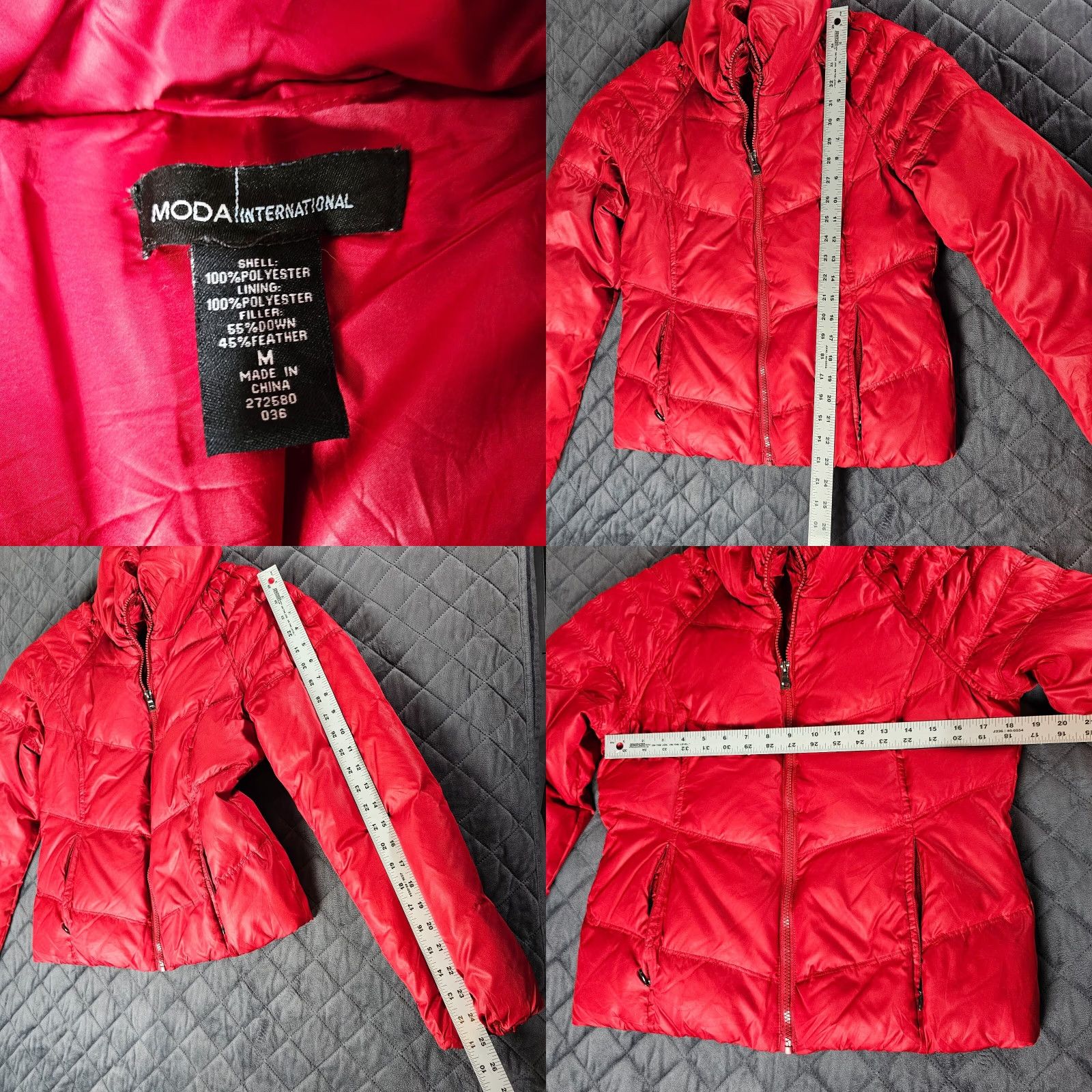 Vintage Moda International Red Down Puffer Jacket Size M Warm Soft Casual Winter Size M / US 6-8 / IT 42-44 - 8 Thumbnail