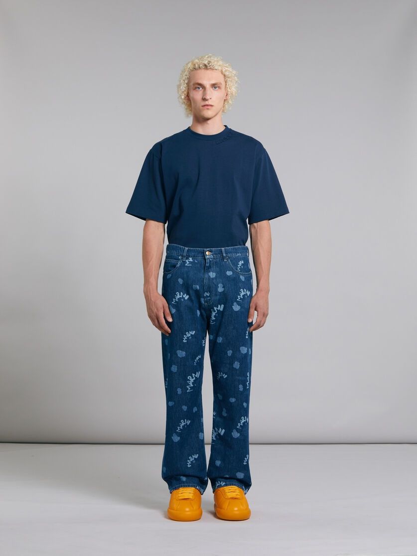Marni o1w1db10125 Dripping Print in Blue Size US 38 / EU 54 - 3 Thumbnail