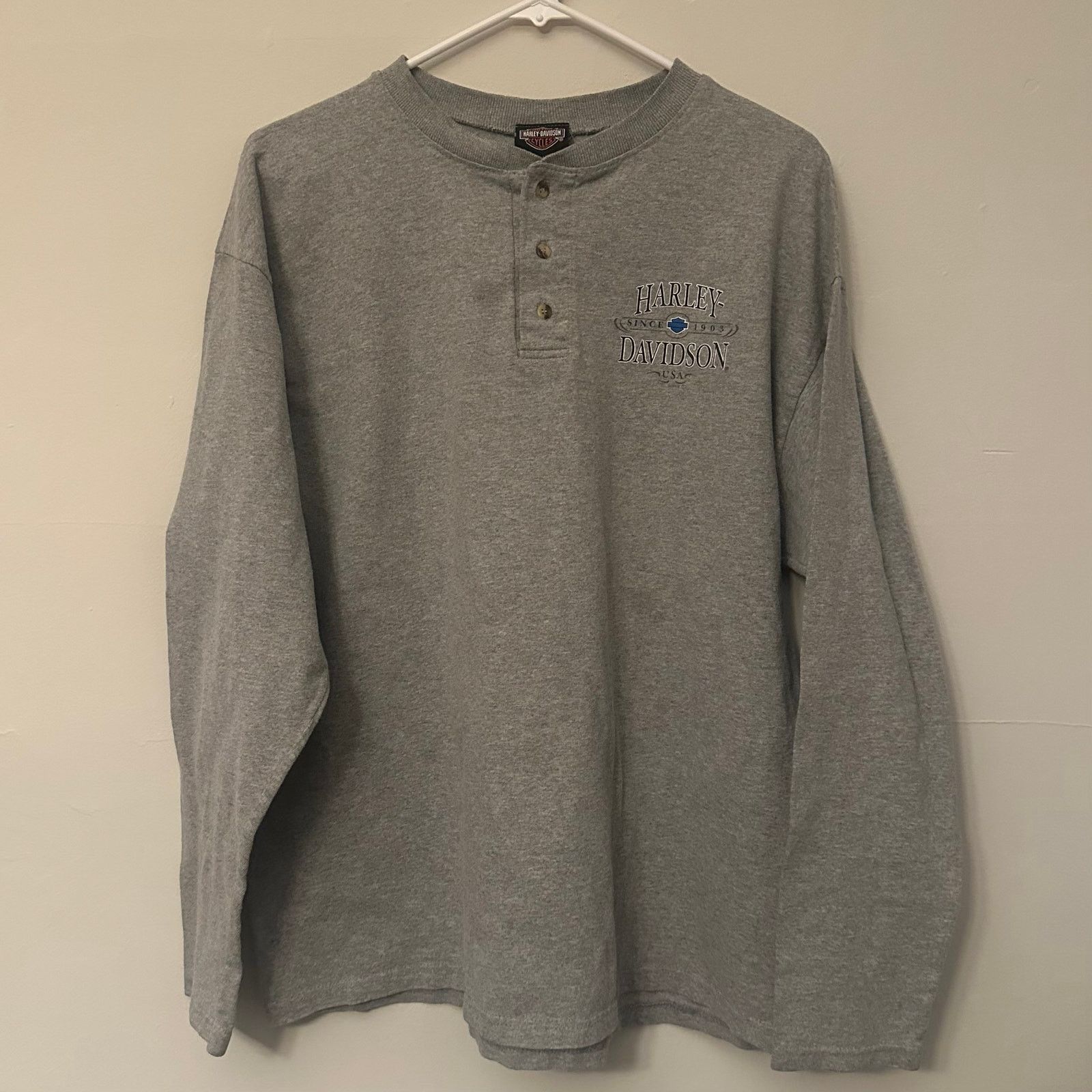 Harley Davidson Vintage Henley Harley Davidson shirt long sleeve Denver Size US XL / EU 56 / 4 - 1 Thumbnail