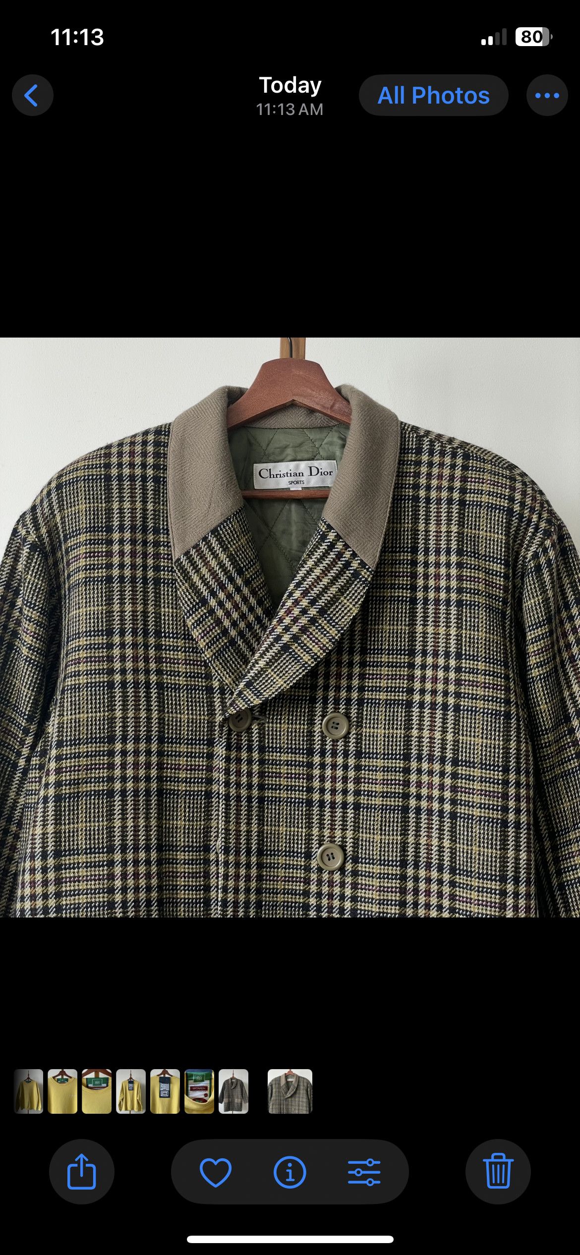 Vintage Christian Dior Plaid Double Breasted Coat