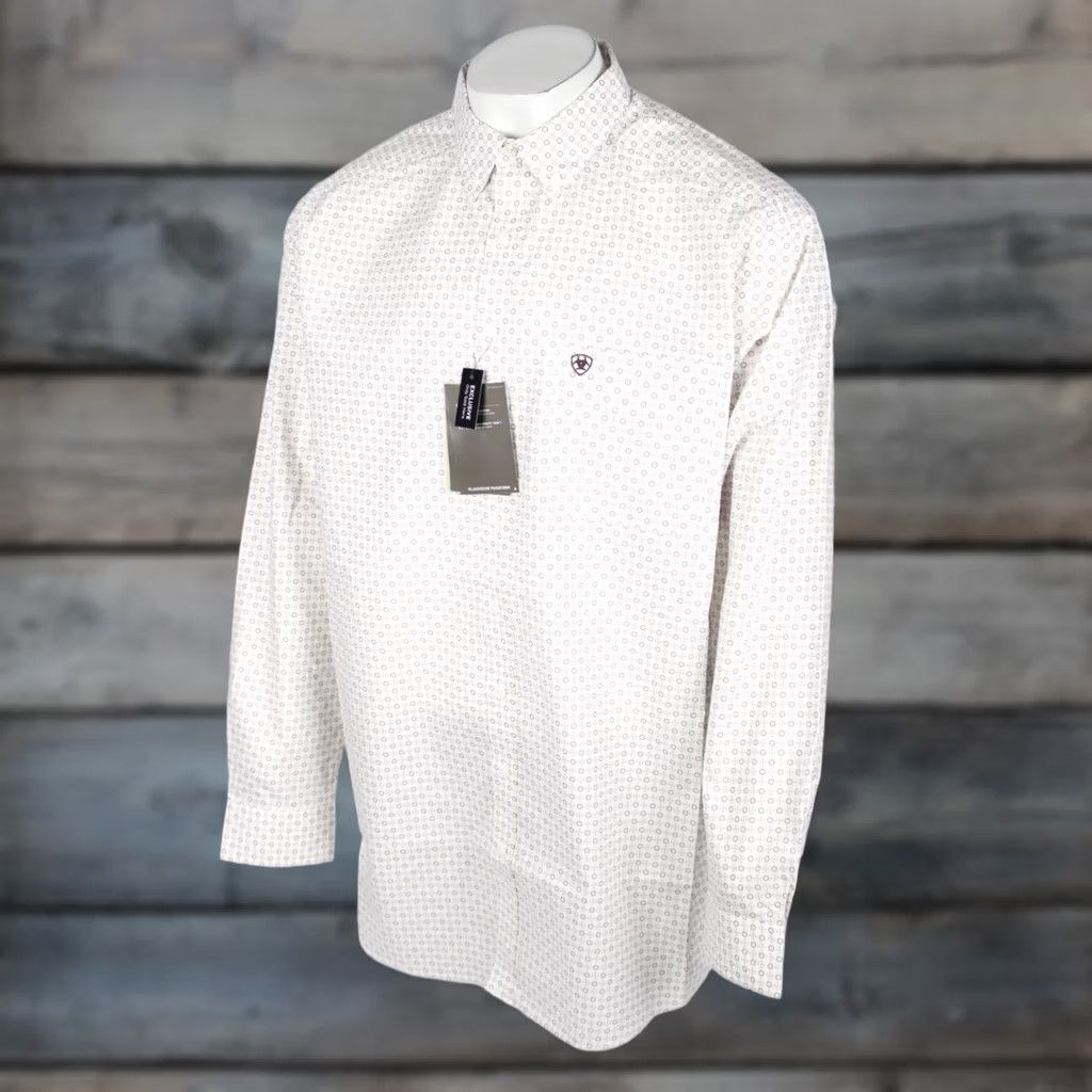 Ariat Ariat Men's Classic Fit Print Long Sleeve Button Shirt XXL Tall Malden White Size US XXL / EU 58 / 5 - 1 Thumbnail