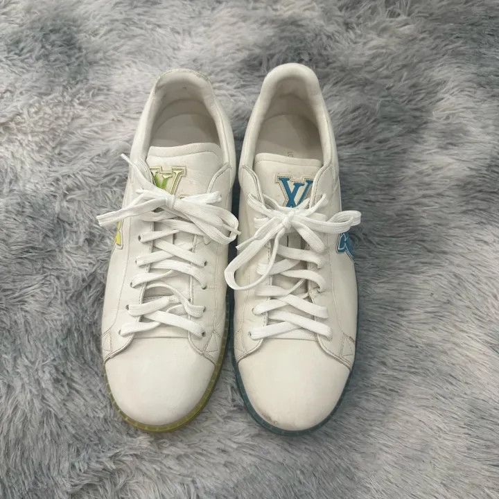 Louis Vuitton Louis Vuitton Luxurious White Blue Sneakers for Men -2508 Size US 8 / EU 41 - 4 Thumbnail