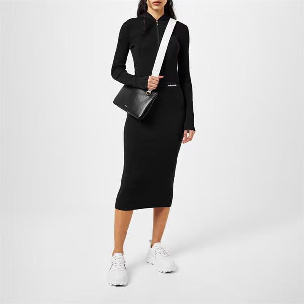Jil Sander o1g2r1mq1024 Hooded Rib Dress in Black Size XXS / US 00 / IT 34 - 4 Thumbnail