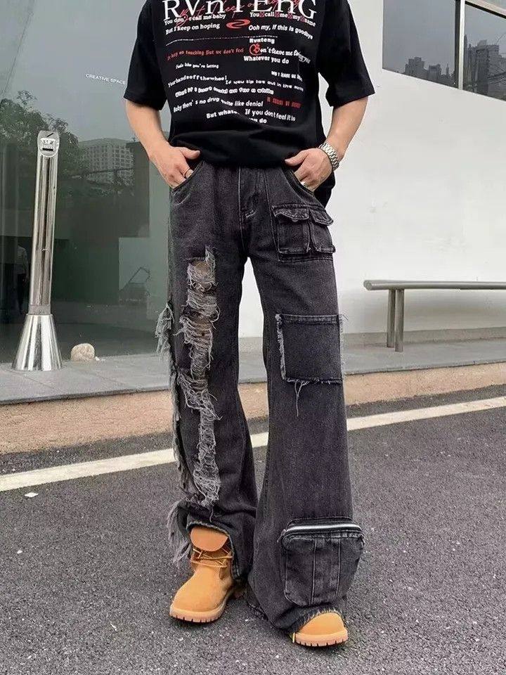Japanese Brand × Vintage Ropa Grunge Y2K Streetwear Ripped Baggy Size US 31 - 1 Thumbnail