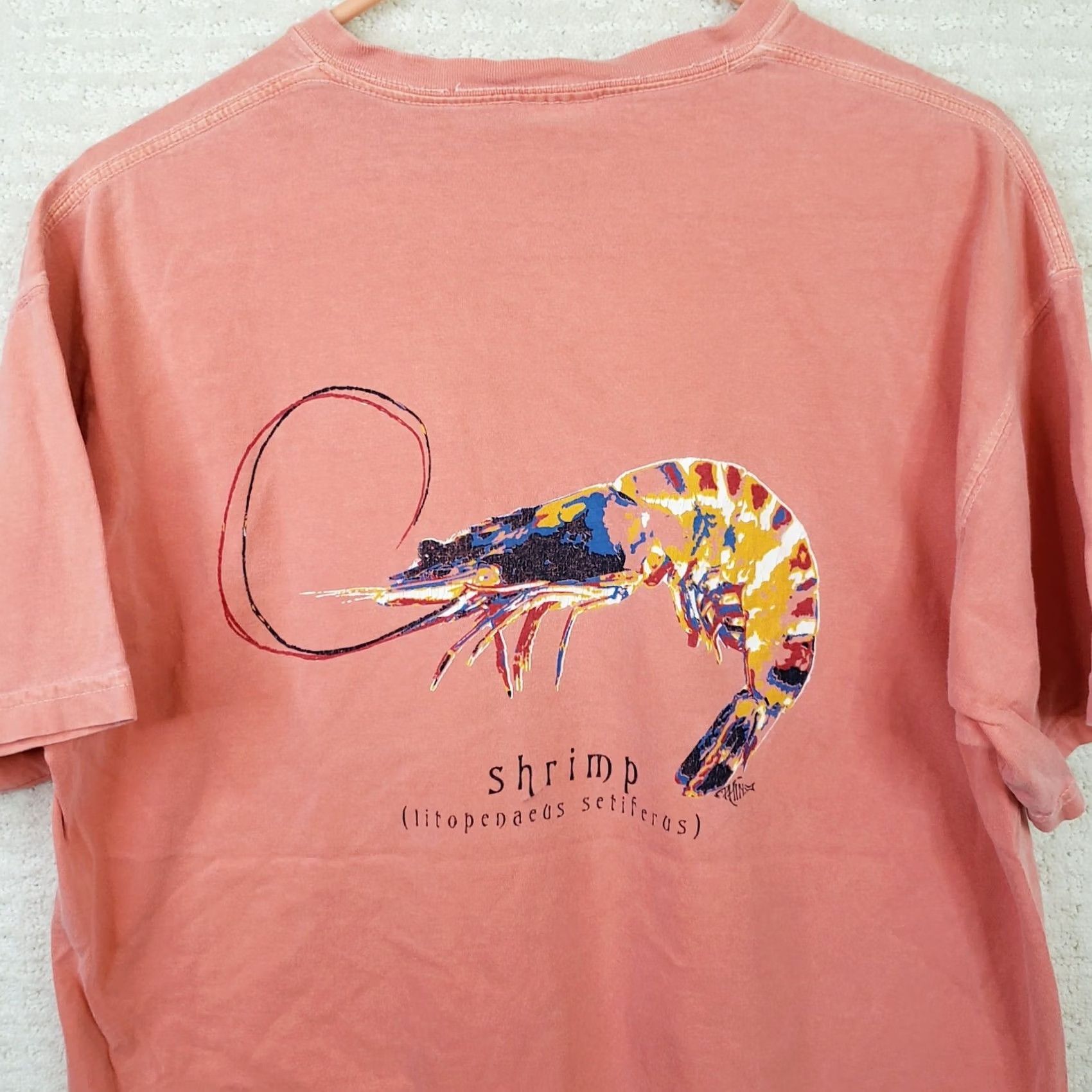 Shrimps Phins T-Shirt Shrimp Lowcountry Living Crewneck Short Sleeve Coral L Mens Size US L / EU 52-54 / 3 - 2 Thumbnail