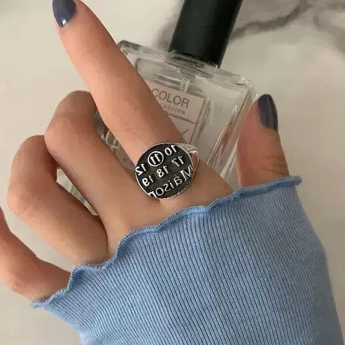 Jewelry x Ring Gold Plated Adjustable Number Circular Ring in Silver, Men's