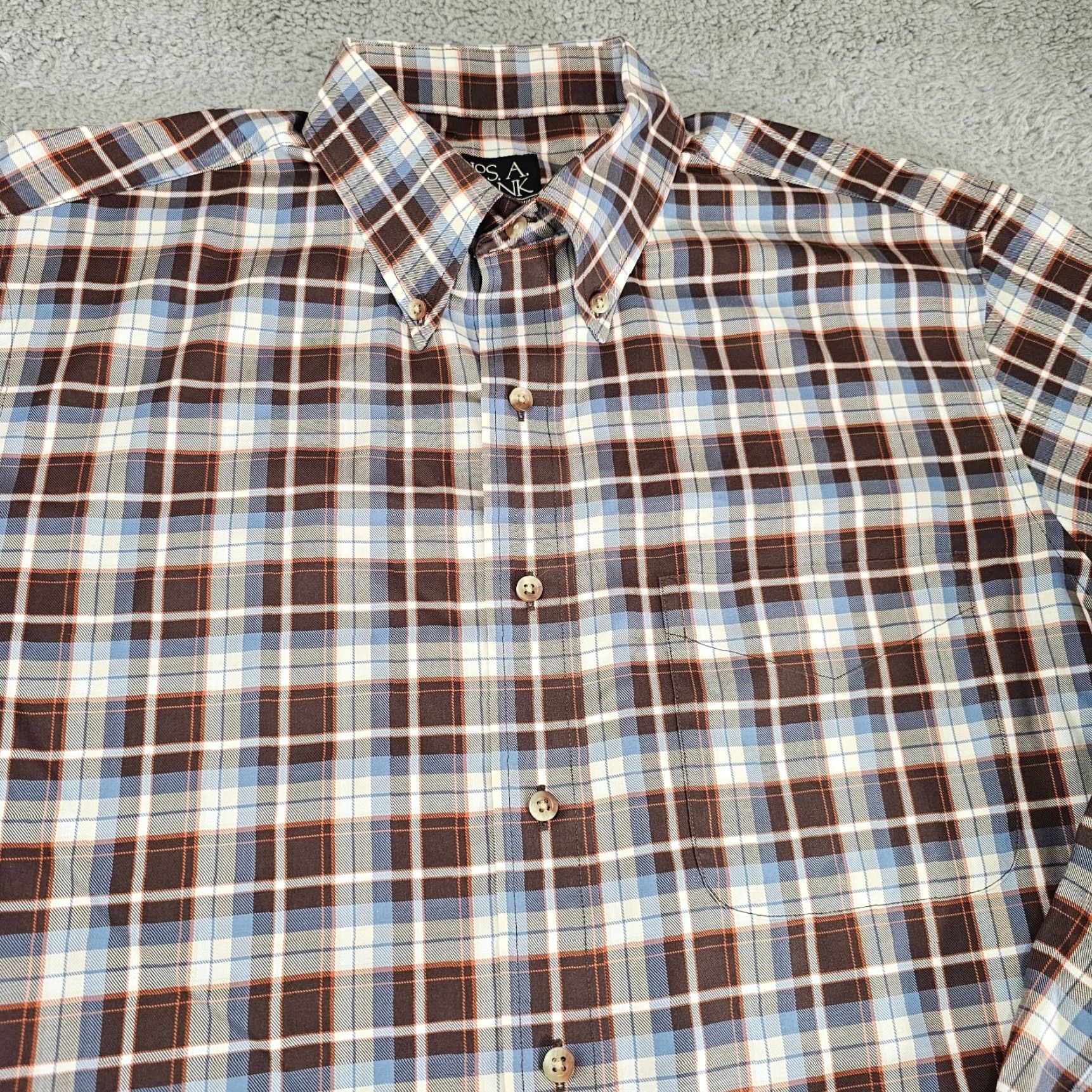Jos. A. Bank Jos. A. Bank Shirt Mens L Brown Plaid Traveler Woven Cotton Long Sleeve Button-Up Casual Workwear 90s? Size US L / EU 52-54 / 3 - 2 Thumbnail