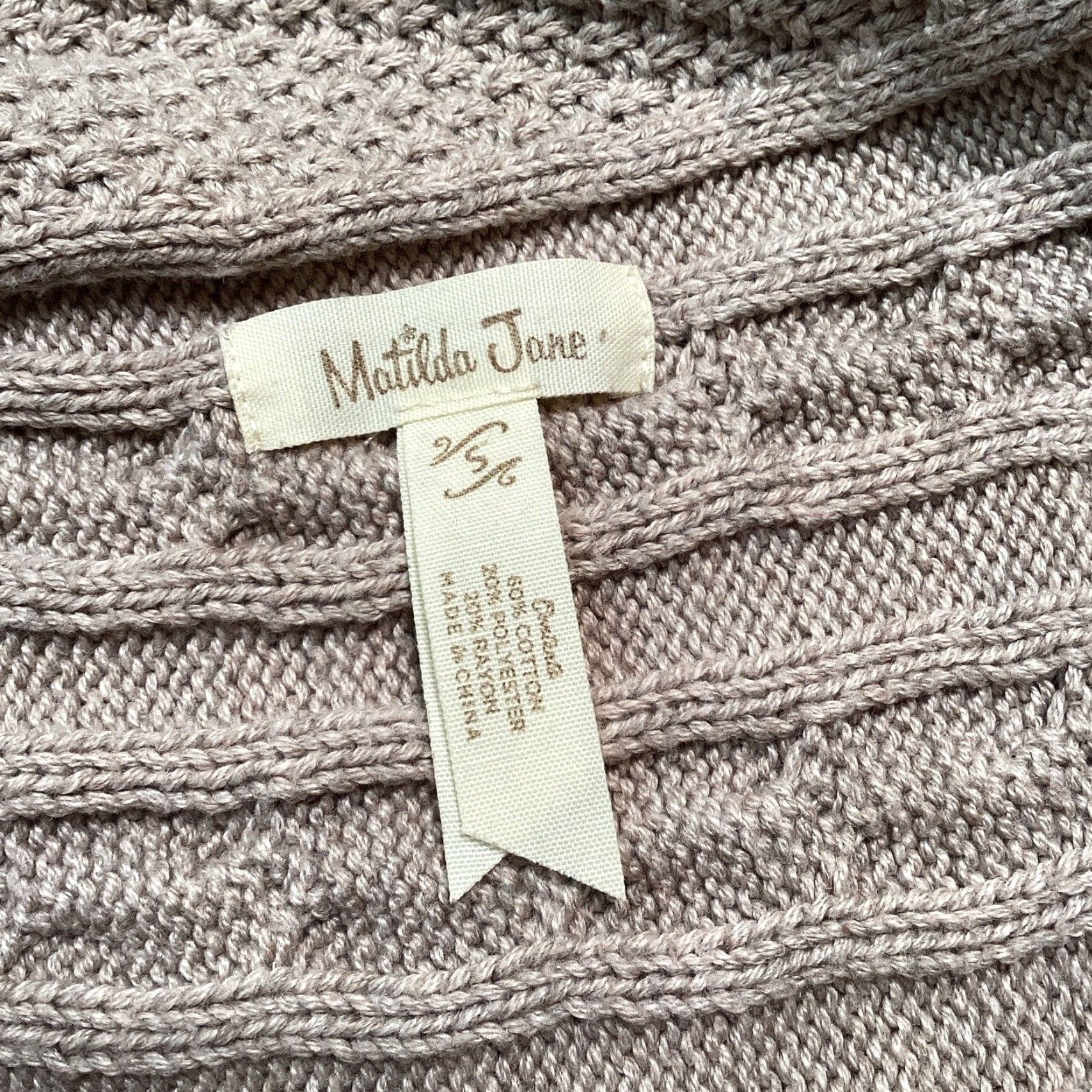 Vintage Matilda Jane Vest Cardigan Sweater Women S Brown Cable-Knit Sleeveless Fringe Open Waterfall Front Shawl Collar Bohemian Western Casual Size S / US 4 / IT 40 - 3 Thumbnail