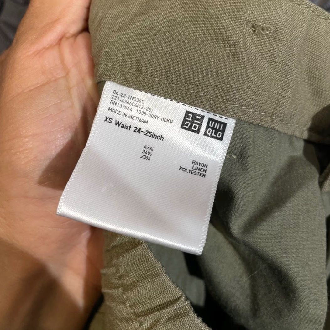 Uniqlo VINTAGE Uniqlo Women Beige Linen Blend High Rise Pants Baggy XS Waist 24–25 Chino Womens XS Beige Khaki Size 26" / US 2 / IT 38 - 4 Thumbnail