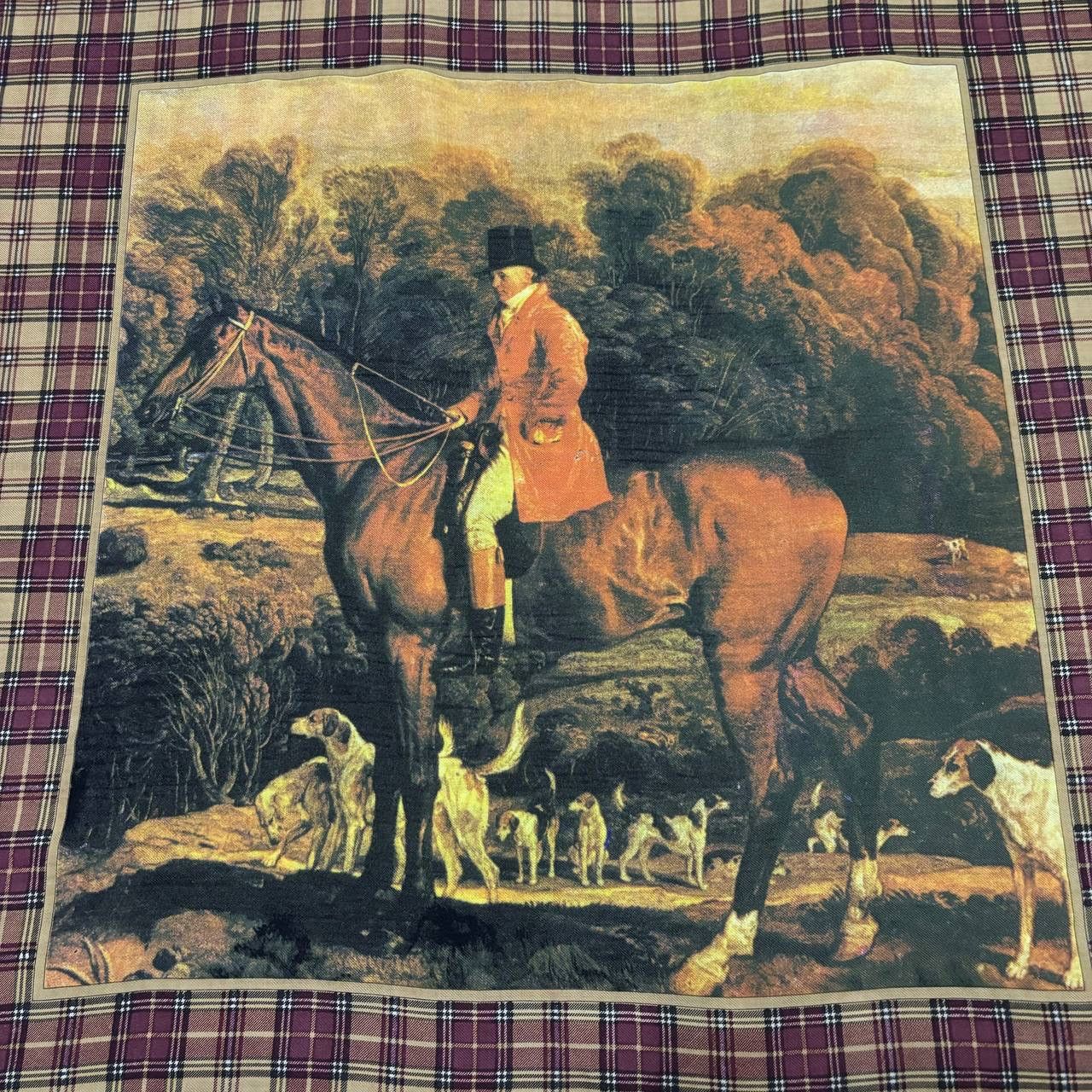 Christian Dior Monsieur Christian Dior Vintage Silk Scarf Babushka Fox Hunt Scene Size ONE SIZE - 3 Thumbnail