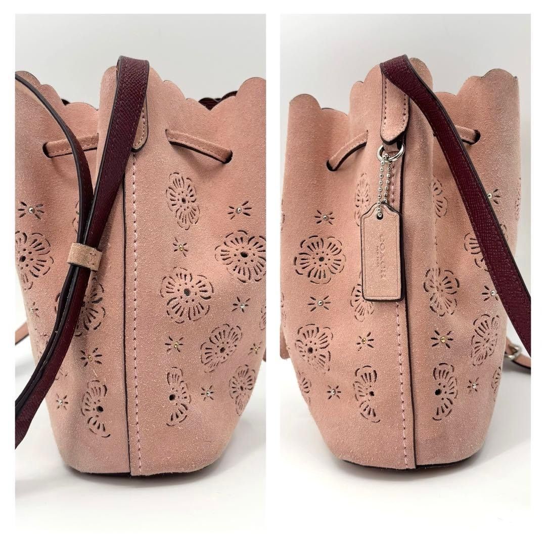 Coach Y2K Tea Rose Coach Suede Bucket Mini Bag Blush Size ONE SIZE - 14 Thumbnail