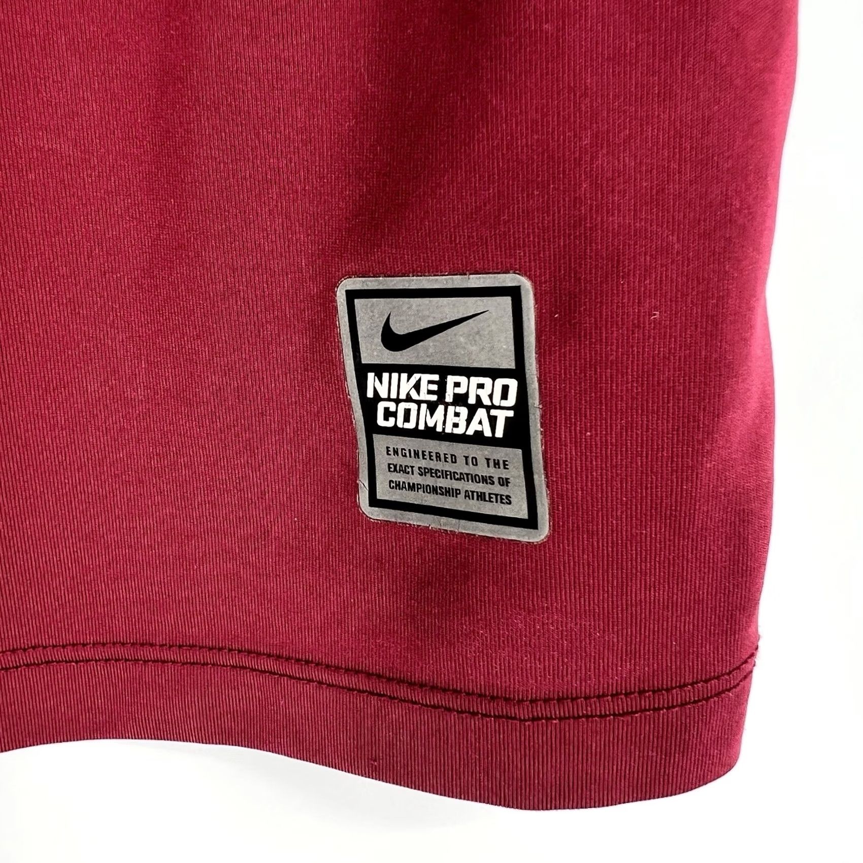 Nike Nike Pro Combat Dri-Fit Fitted Compression T-Shirt Men L Burgundy Red Nike Logo Crew Neck Short Sleeve Sports Activewear Size US L / EU 52-54 / 3 - 2 Thumbnail