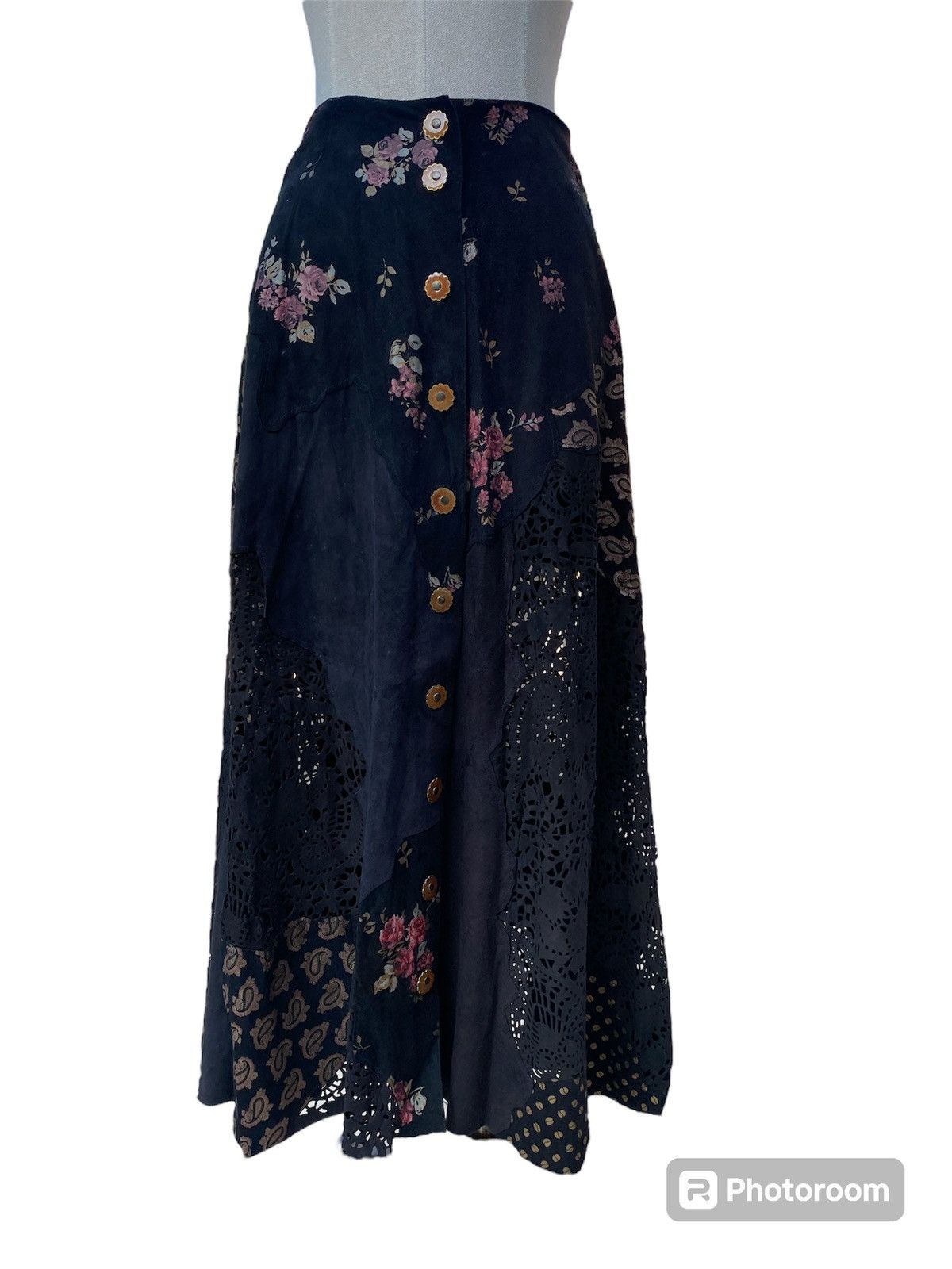 Roberto Cavalli vintage 2000s maxi patch leather skirt Size 28" / US 6 / IT 42 - 2 Thumbnail