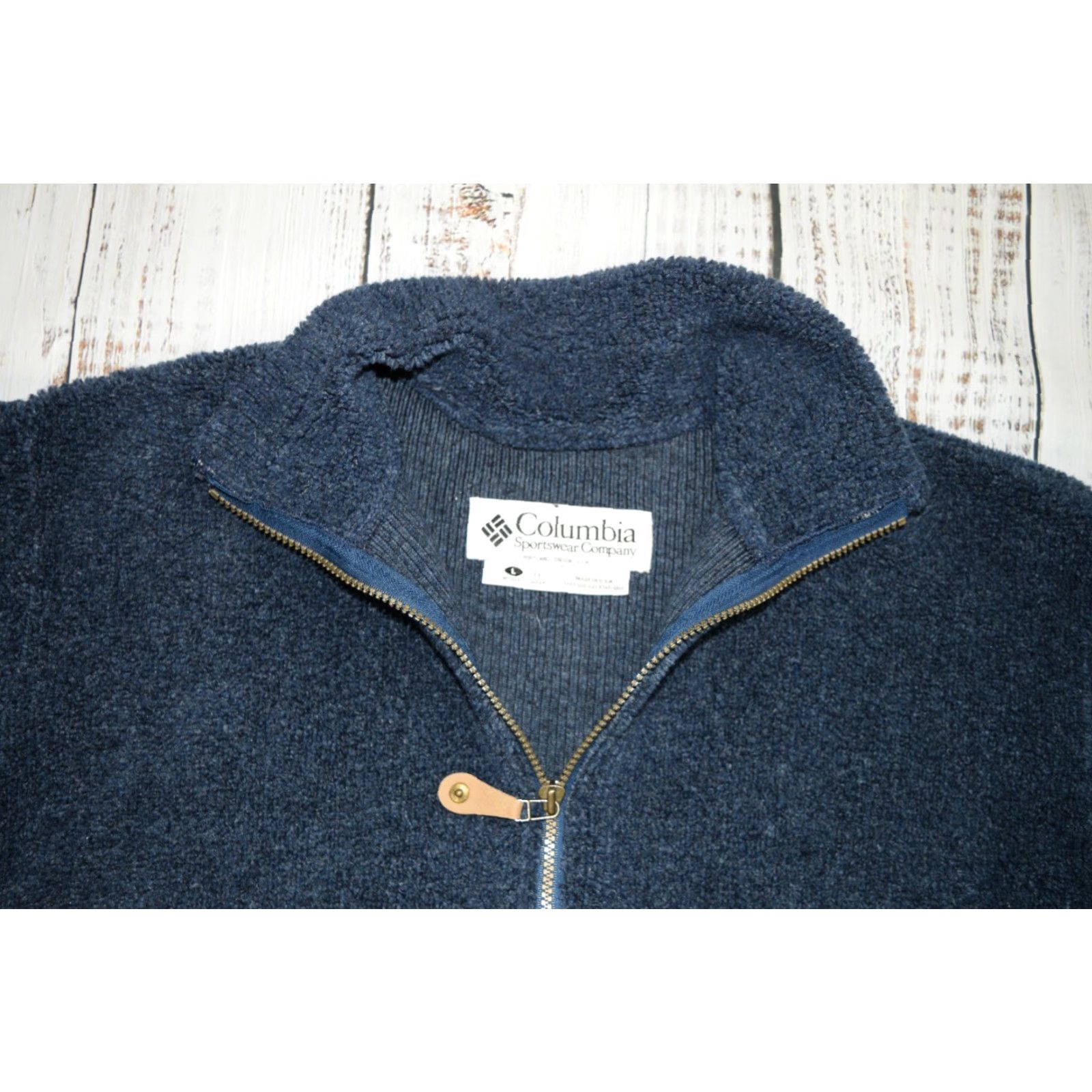 Vintage VINTAGE COLUMBIA MADE IN USA DEEP PILE FLEECE NAVY AZTEC SKI JACKET 90S WOMENS LARGE Size L / US 10 / IT 46 - 4 Thumbnail