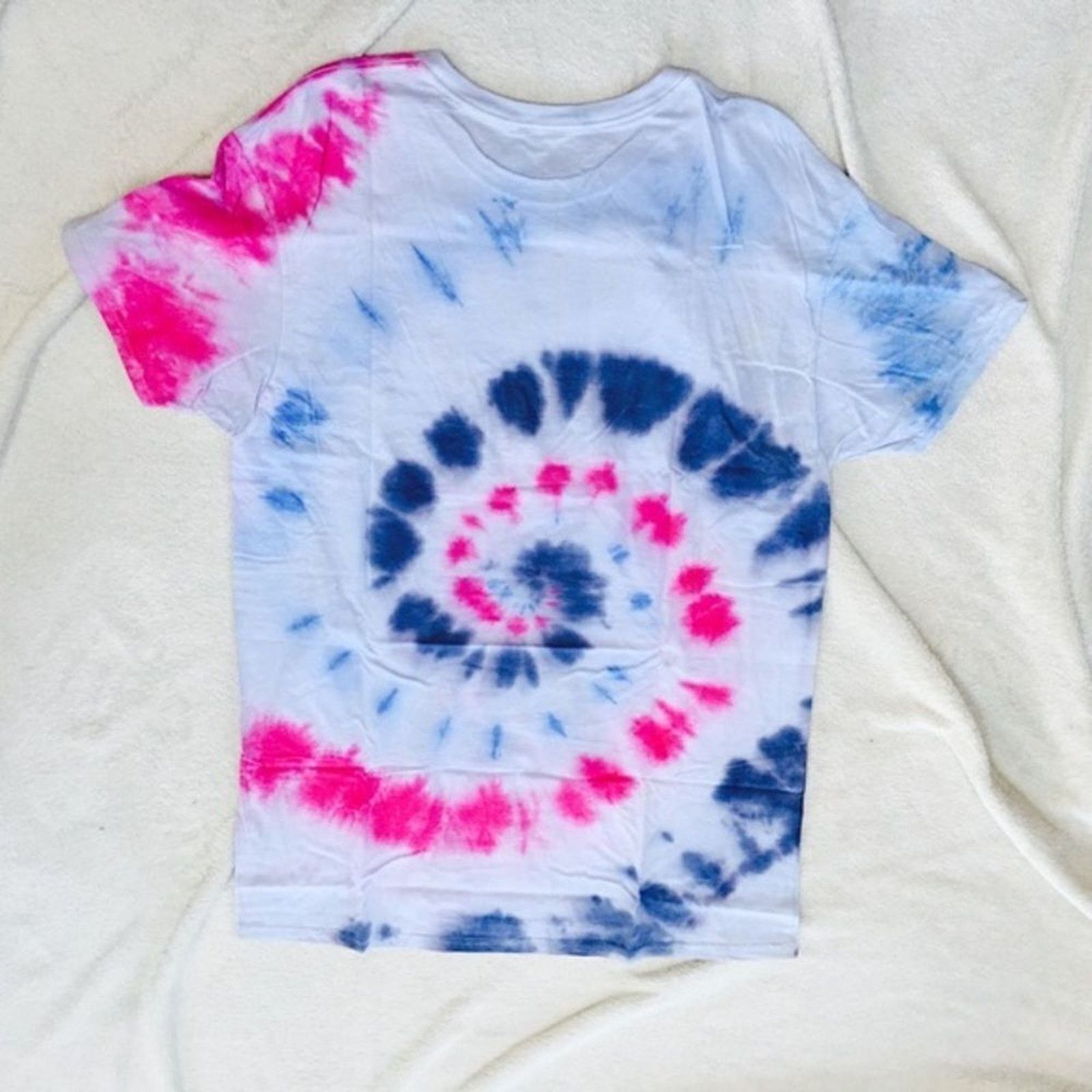 Fruit Of The Loom Blue and Pink Spiral Crewneck Tie-Dye T-Shirt | Sz L Size US L / EU 52-54 / 3 - 4 Thumbnail