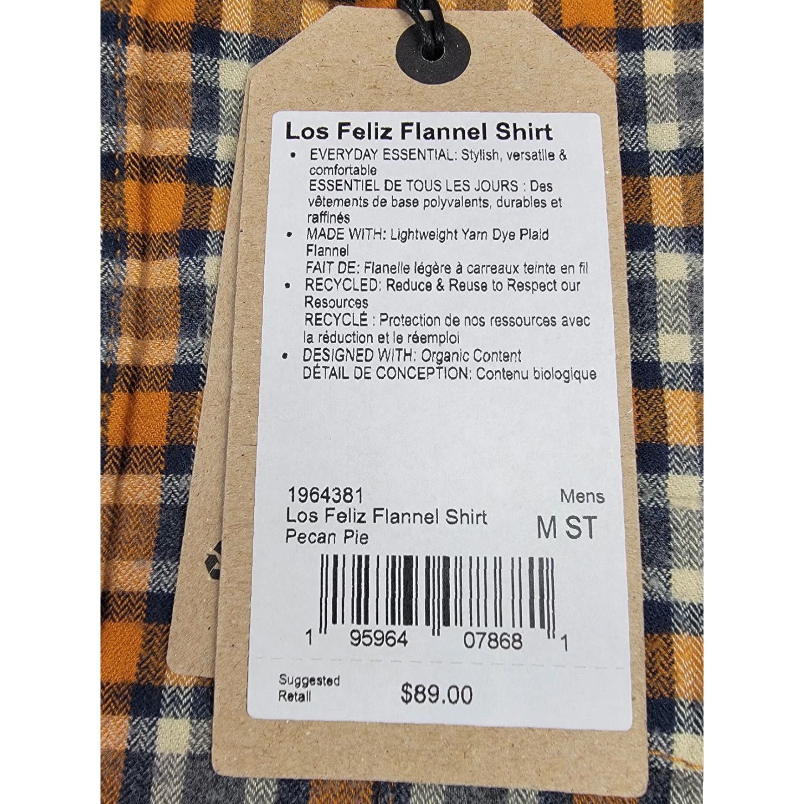 Prana prAna Los Feliz Flannel Shirt Mens Medium Pecan Pie Plaid Organic Cotton NWT Size US M / EU 48-50 / 2 - 4 Thumbnail
