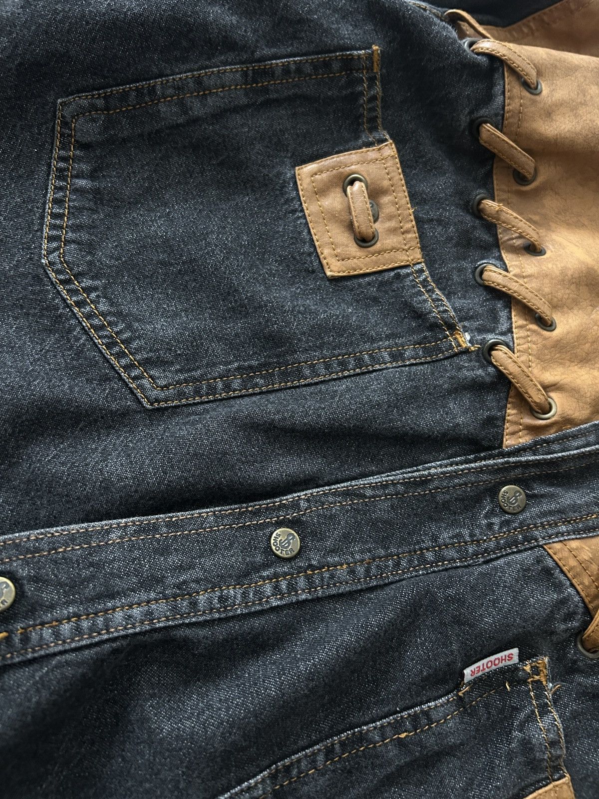 Cowboy Equipment Vintage Shooter Cowboys denim buttons shirt with leather Size US L / EU 52-54 / 3 - 6 Thumbnail