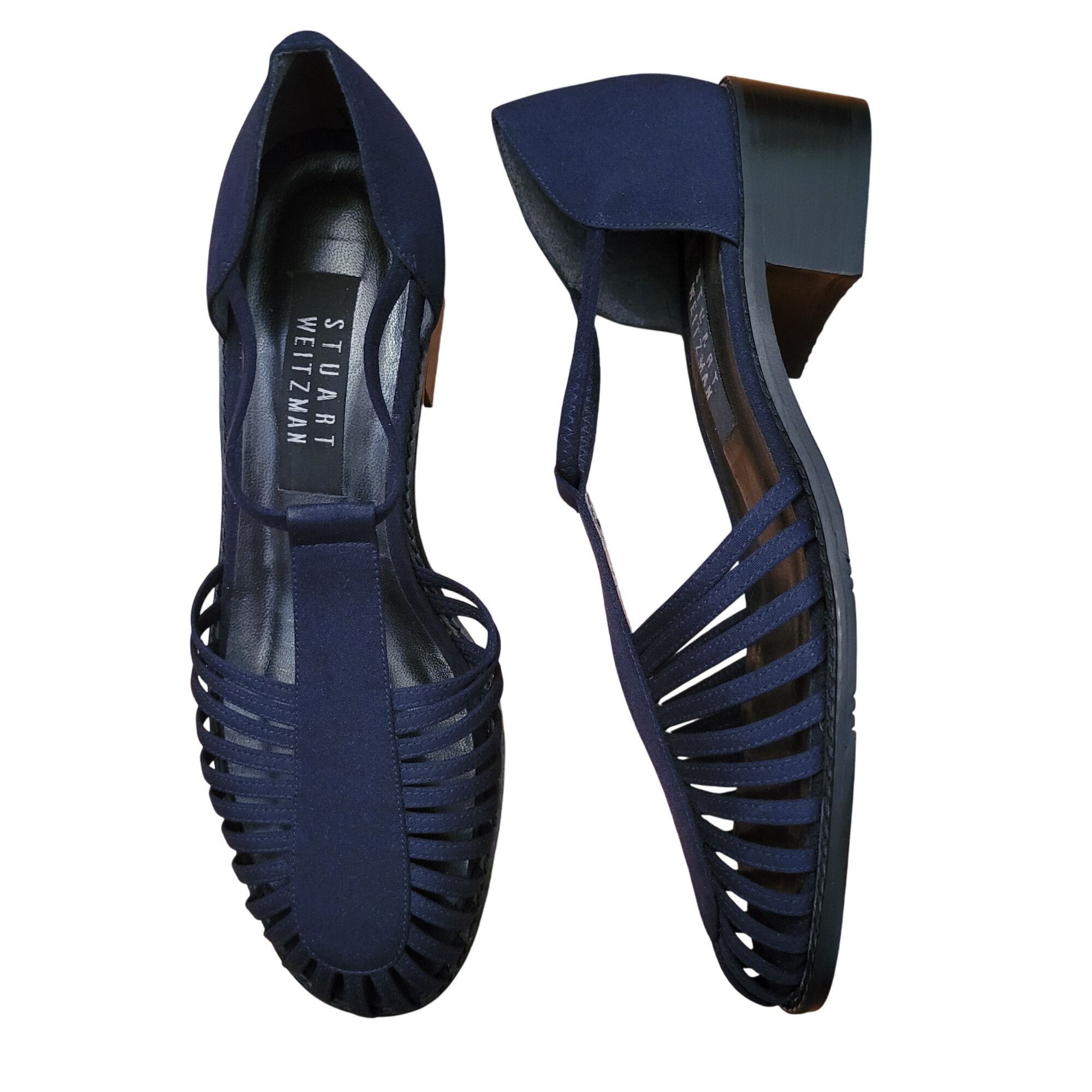 Stuart Weitzman Stuart Weitzman Navy Blue Leather Caged Sandals Heels 6B Pro Size US 6 / IT 36 - 1 Thumbnail