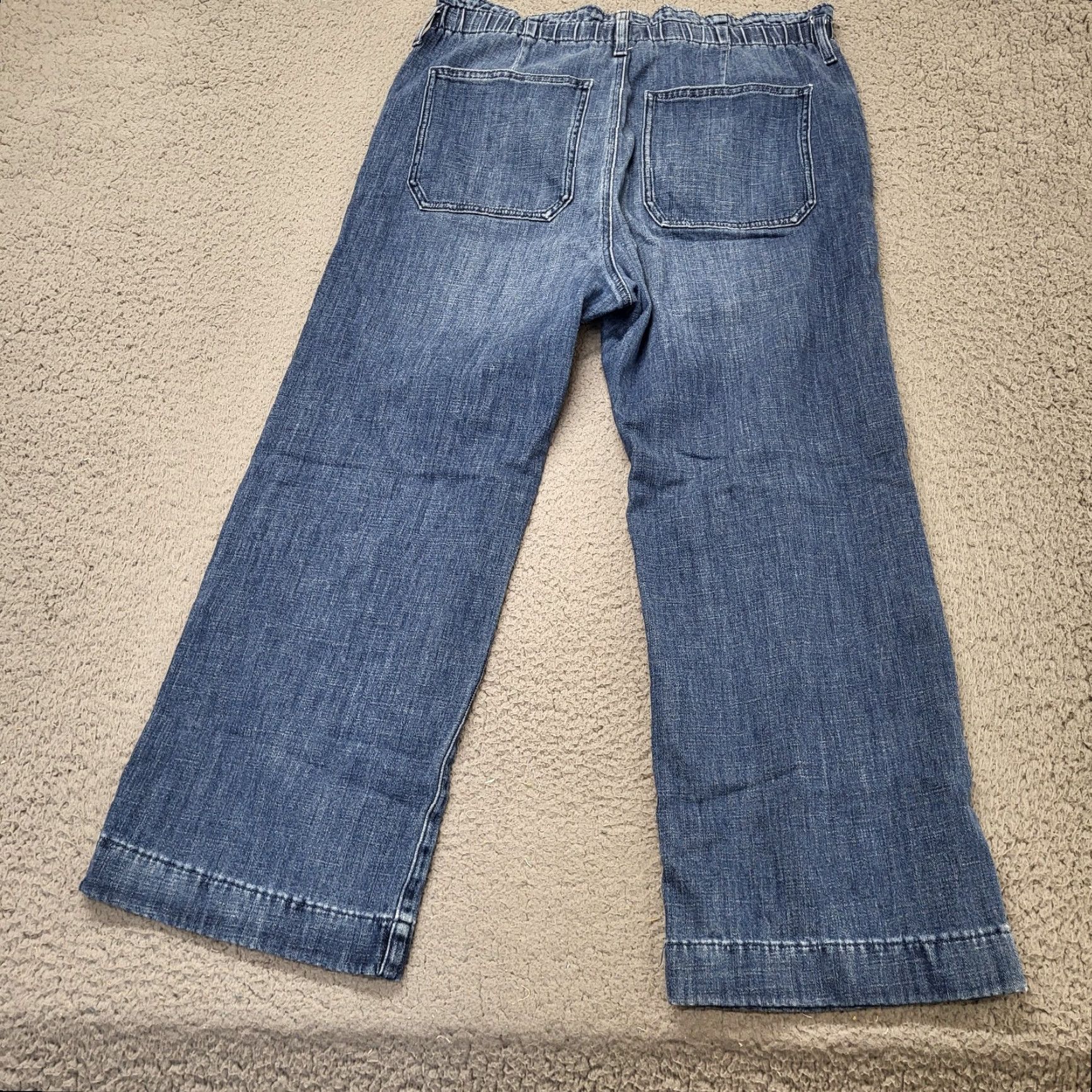 J.Crew VINTAGE J.CREW Capris Jeans Women's 31 Stretch Elastic Waist Wide Leg Medium Wash Denim Blue 5-Pocket Design Relaxed Fit Womens Size 24" / US 00 / IT 34 - 3 Thumbnail