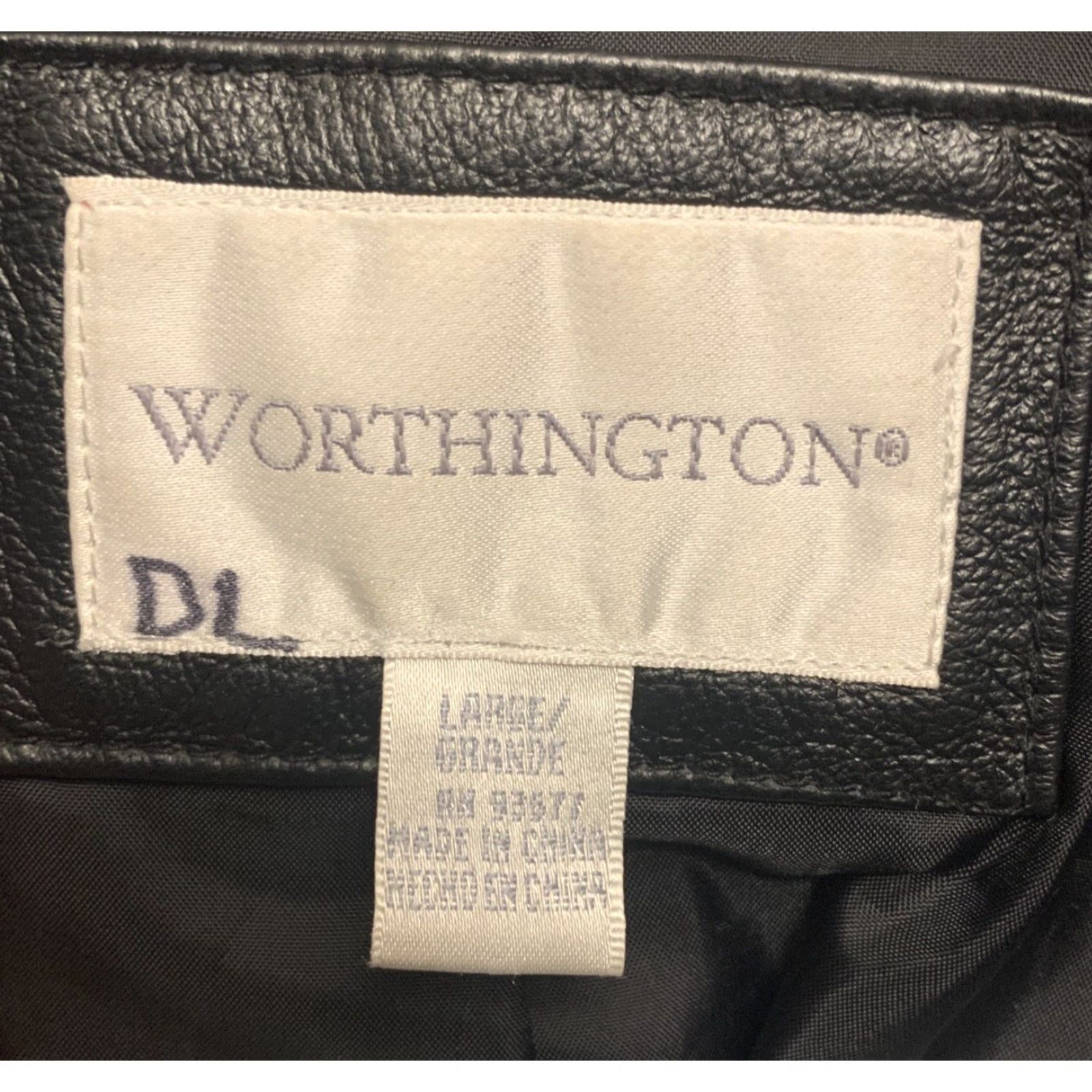 Worthington Worthington Women Large Black Leather Jacket Belted Full Zip Lined | Regular Size | 31" Length | Pockets | Fall Spring Winter | Couture Classic Style Size L / US 10 / IT 46 - 5 Thumbnail