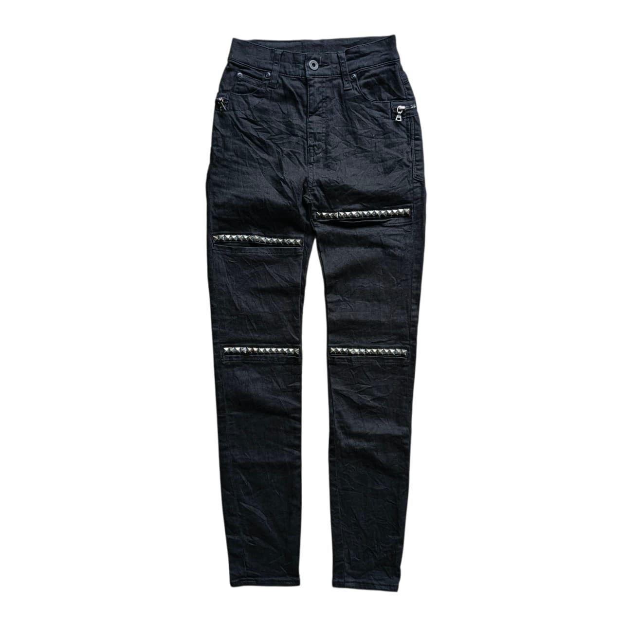 Hysteric Glamour Hysteric Glamour Distressed Zipper Studded Black Biker Jeans Size 23" - 1 Thumbnail