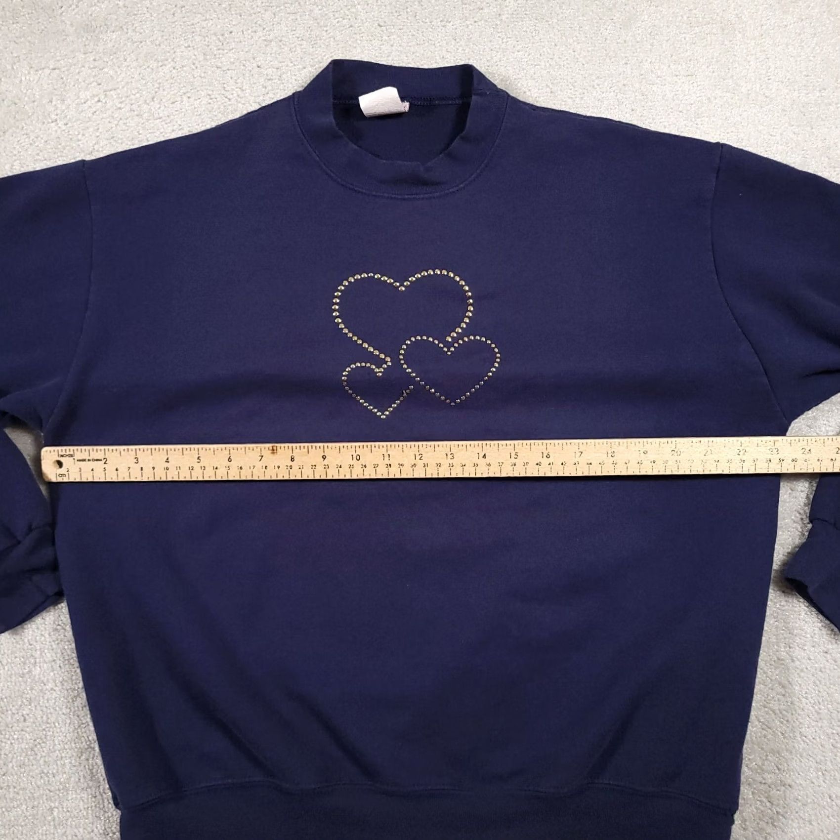 Vintage Vtg Ginnis Girls Sweatshirt Women's M Blue Hearts Studded Grandma USA Made Hoodie? Size M / US 6-8 / IT 42-44 - 5 Thumbnail
