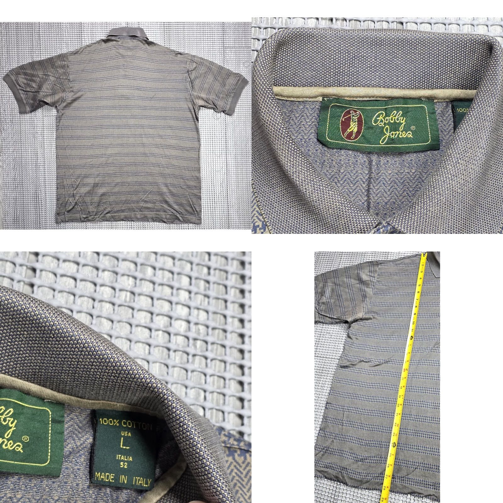 Vintage Bobby Jones Bel-Air C.C Embroidered Polo Shirt L Gray Houndstooth Button-Up Short Sleeve Italy Vintage Mens Size US L / EU 52-54 / 3 - 8 Thumbnail