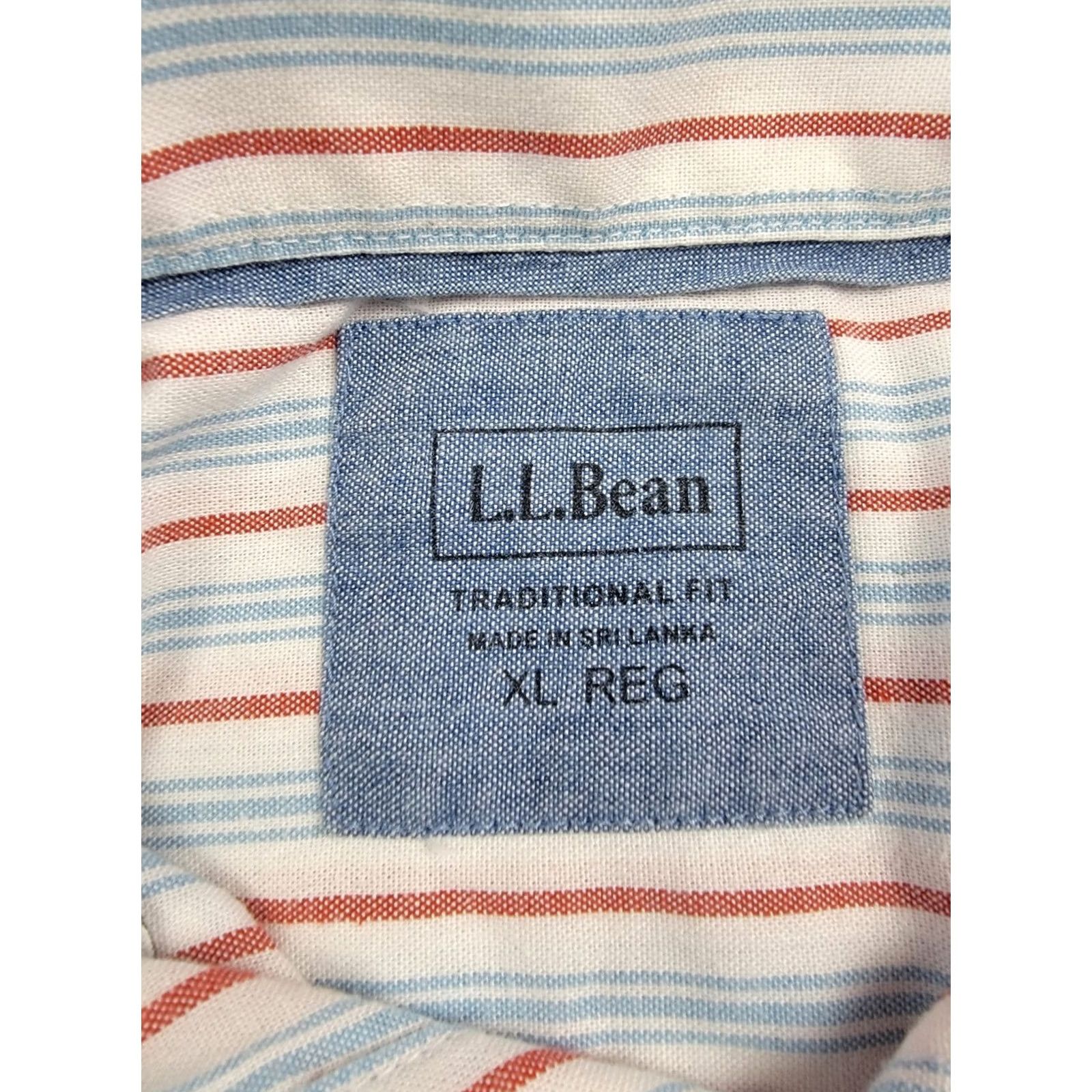 Vintage L.L. Bean Shirt Mens XL White Blue Red Stripe Short Sleeve Button Up Casual Shirt Size US XL / EU 56 / 4 - 2 Thumbnail
