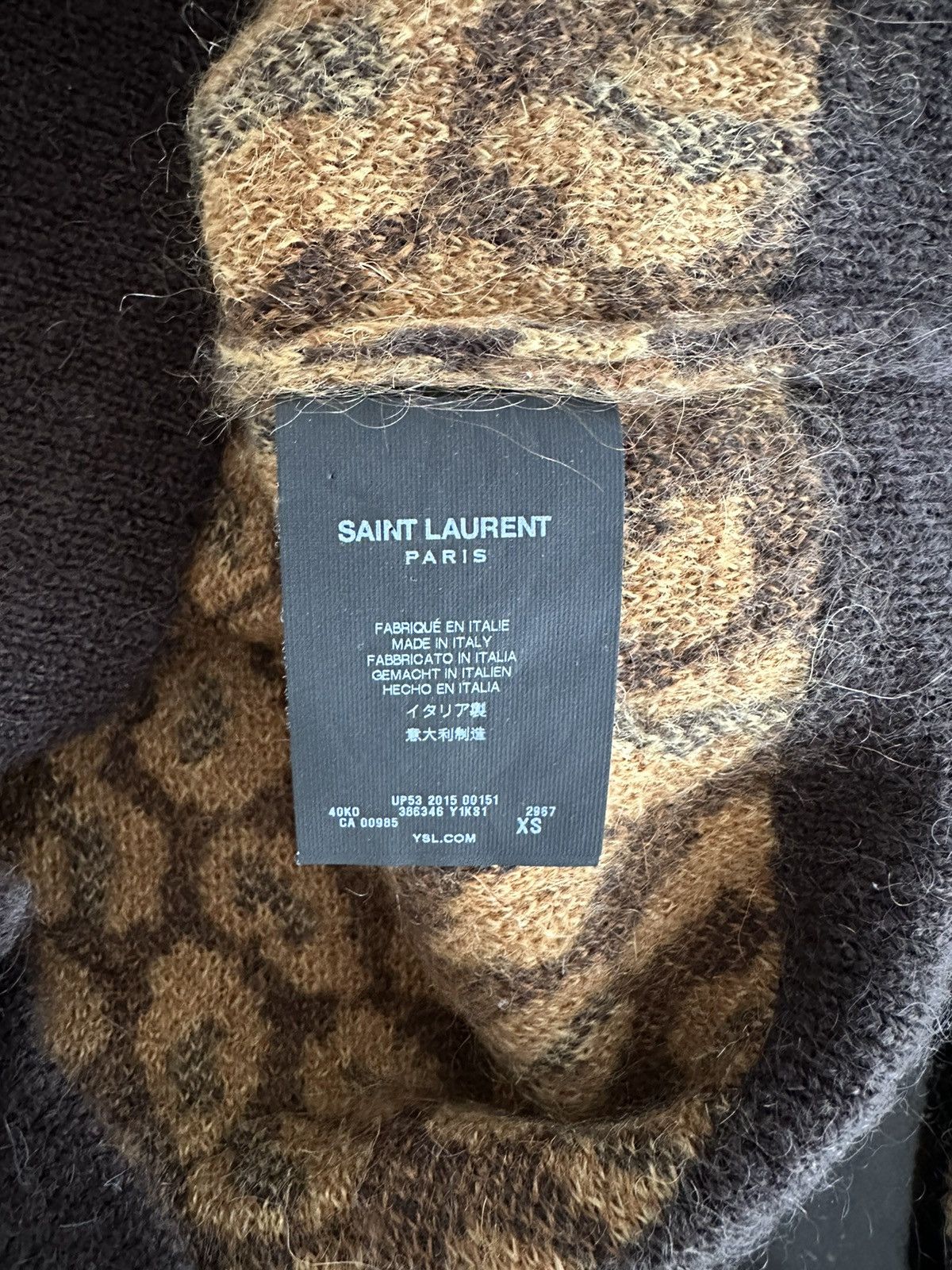 Hedi Slimane × Saint Laurent Paris FW15 Leopard print wool mohair knit sweater XS Size US XS / EU 42 / 0 - 8 Thumbnail