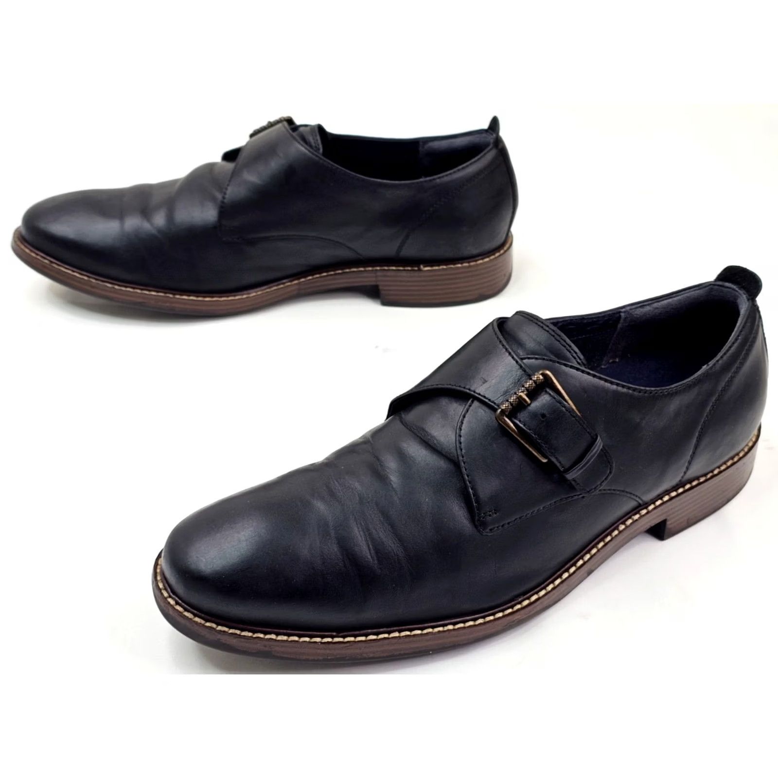 Cole Haan Cole Haan Grand OS Monk Strap Oxford Loafer Men 12 Black Leather C26115 Dress Shoe - Vintage? No Size US 12 / EU 45 - 5 Thumbnail
