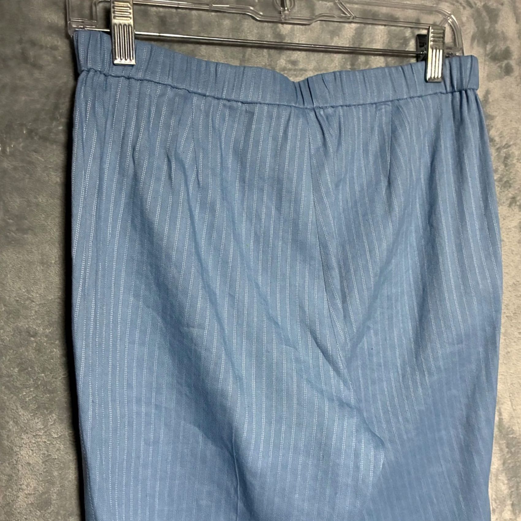 Theory Theory Linen Blend Basic Pull On Ankle Pant Womens 6 Blue Pinstripe Size 28" / US 6 / IT 42 - 4 Thumbnail