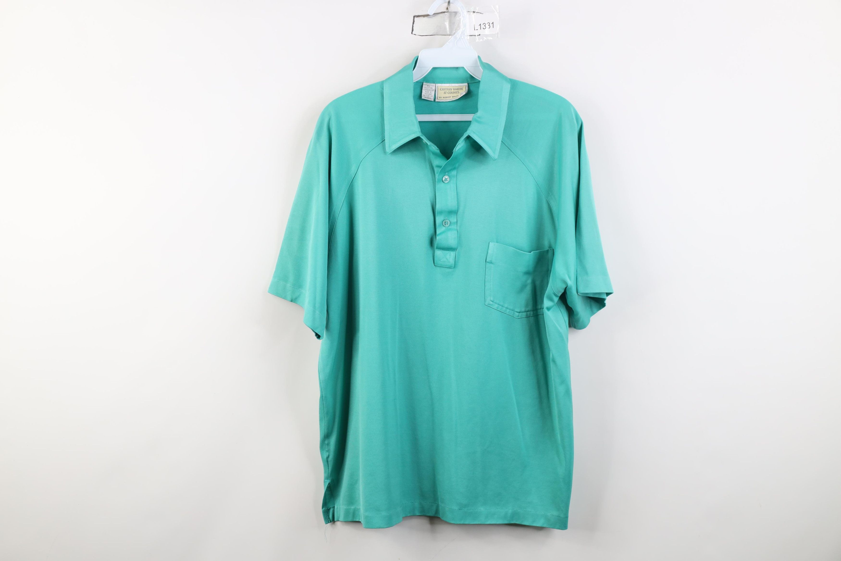 Vintage Vintage 70s Streetwear Short Sleeve Golf Polo Shirt Teal Size US XL / EU 56 / 4 - 1 Thumbnail