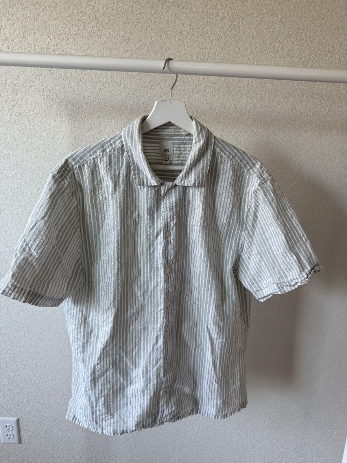 River Island Camp Shirt Sand Green/White Size US M / EU 48-50 / 2 - 1 Thumbnail