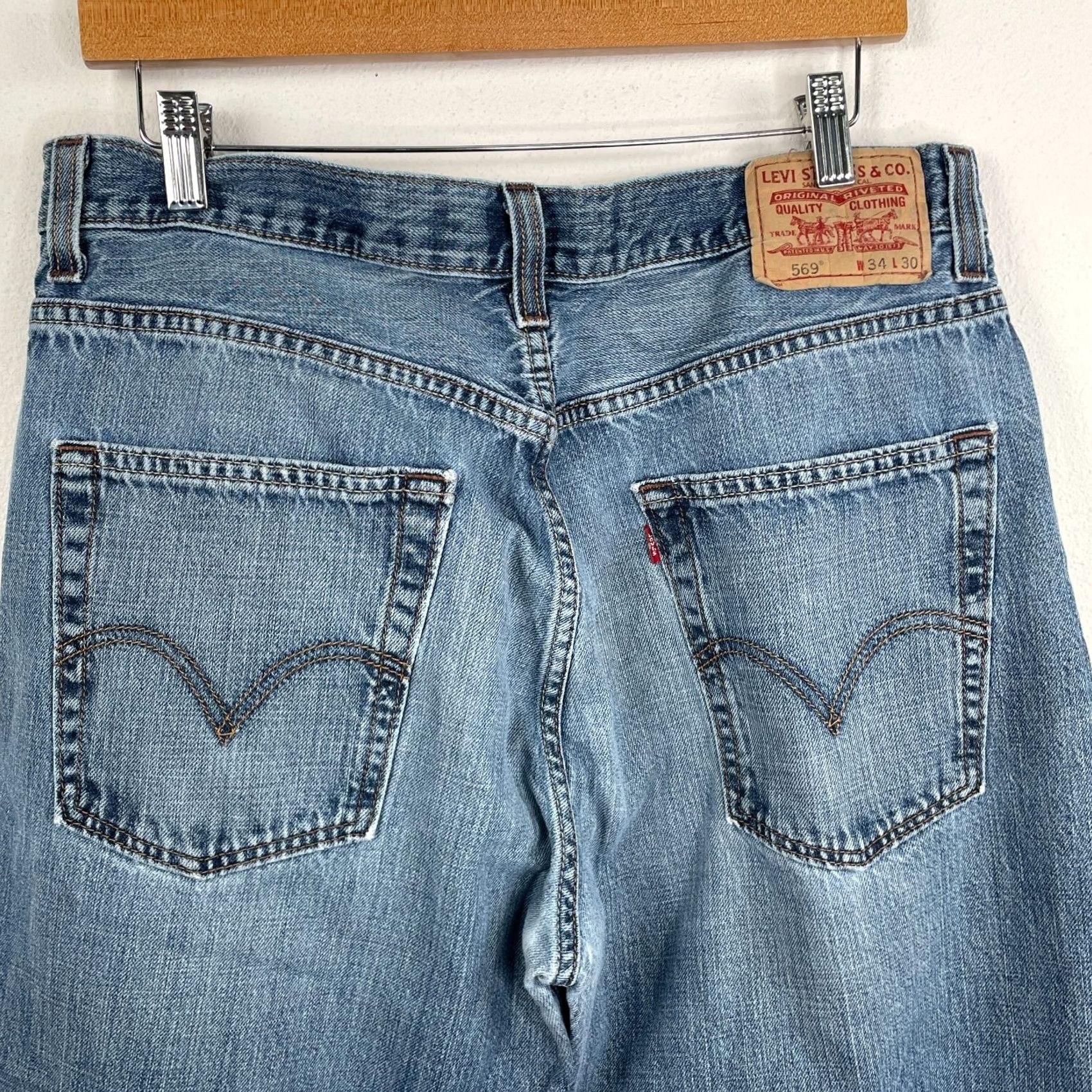 Levi's VINTAGE Levi's 569 Jeans Men Wide Classic Straight Denim Blue 34x28 100% Cotton Regular Inseam 28" Rise High Size US 34 / EU 50 - 7 Thumbnail