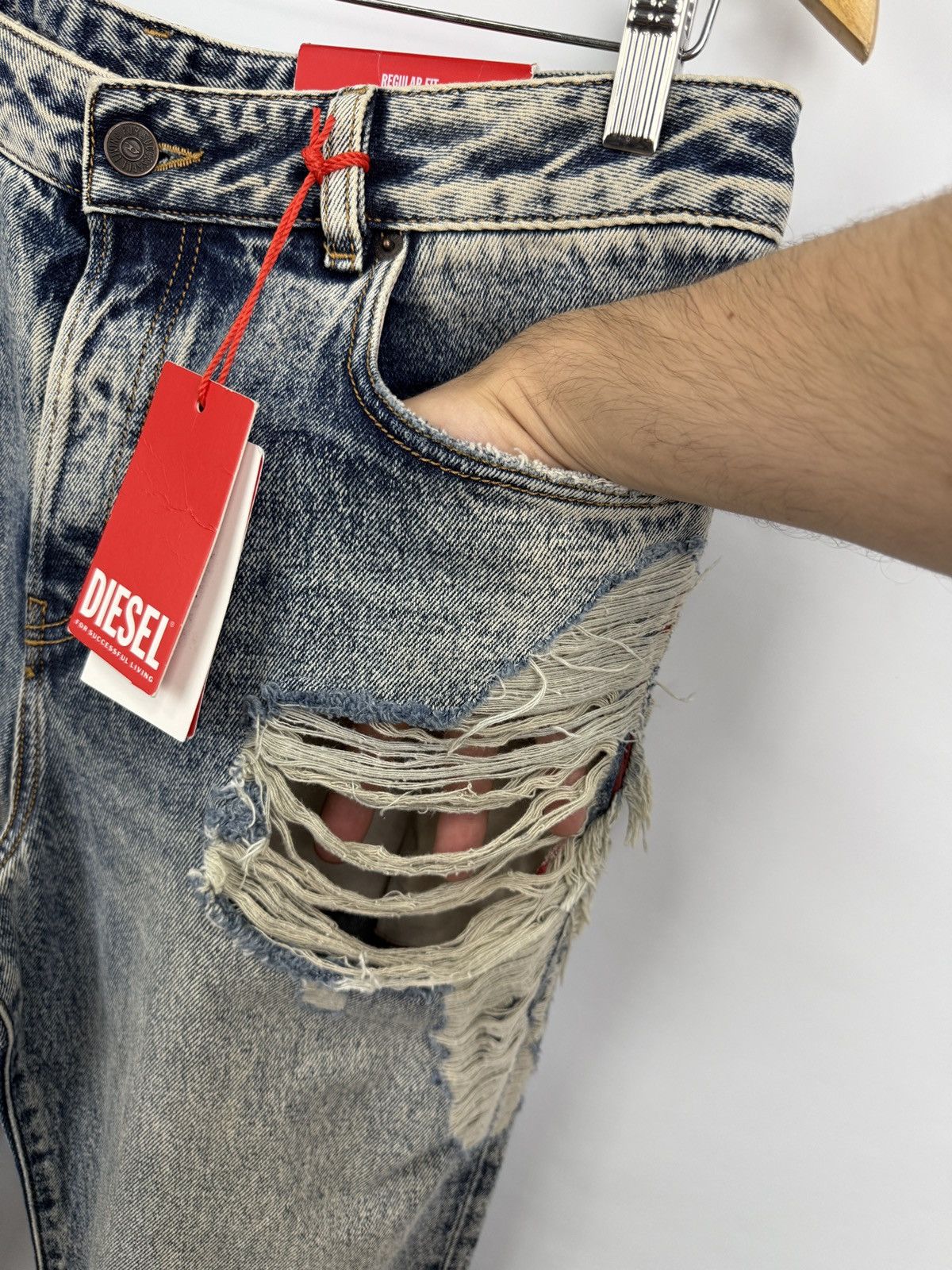 Diesel 🇺🇸❗️NEW Diesel 1955 D-Rekiv 09E10 Distressed Jeans W32/L32 Size US 32 / EU 48 - 10 Thumbnail