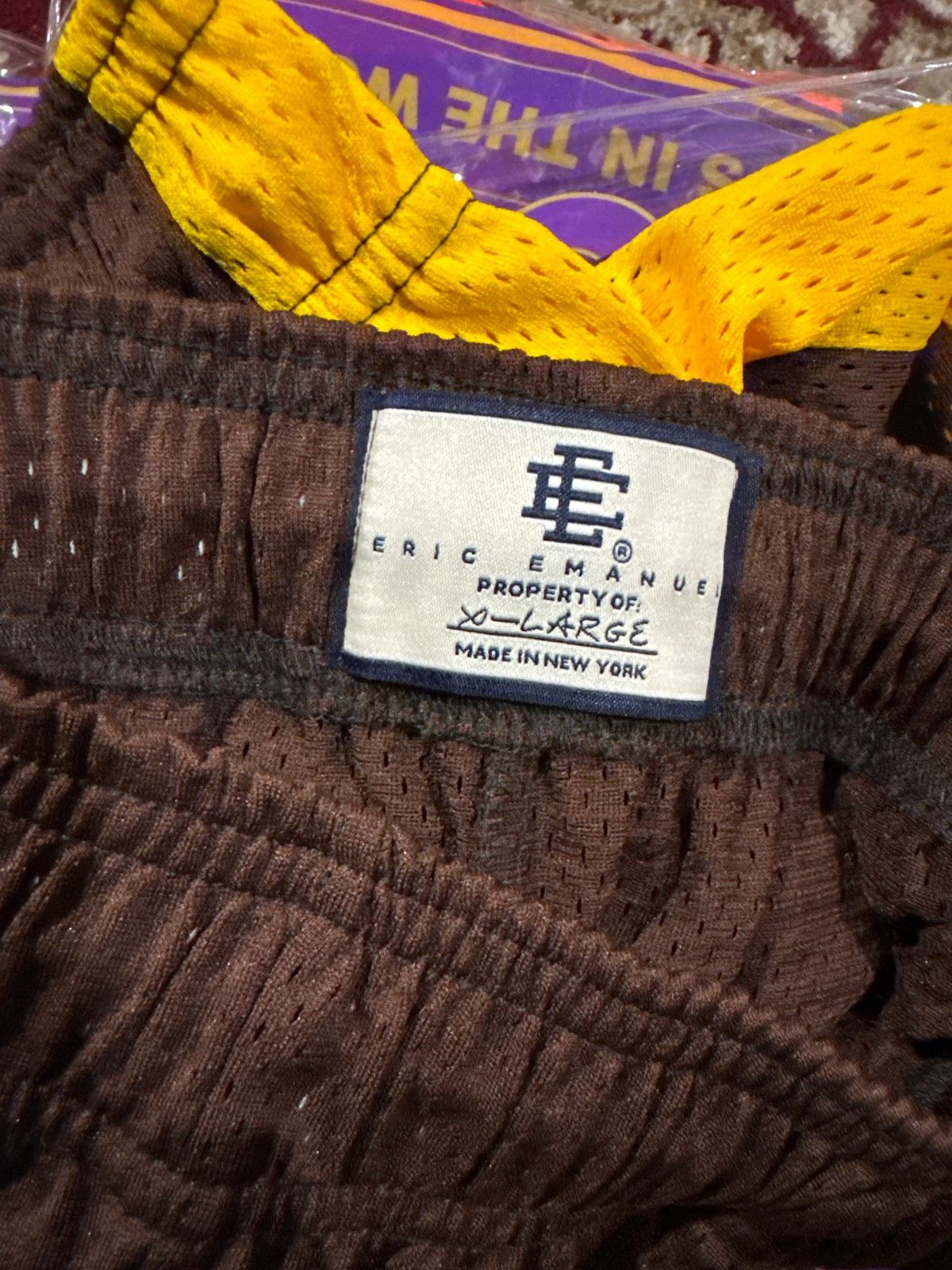 Eric Emanuel Eric Emanuel Shorts Men's Mesh Chocolate/Athletic Gold XL Size US 39 - 3 Thumbnail