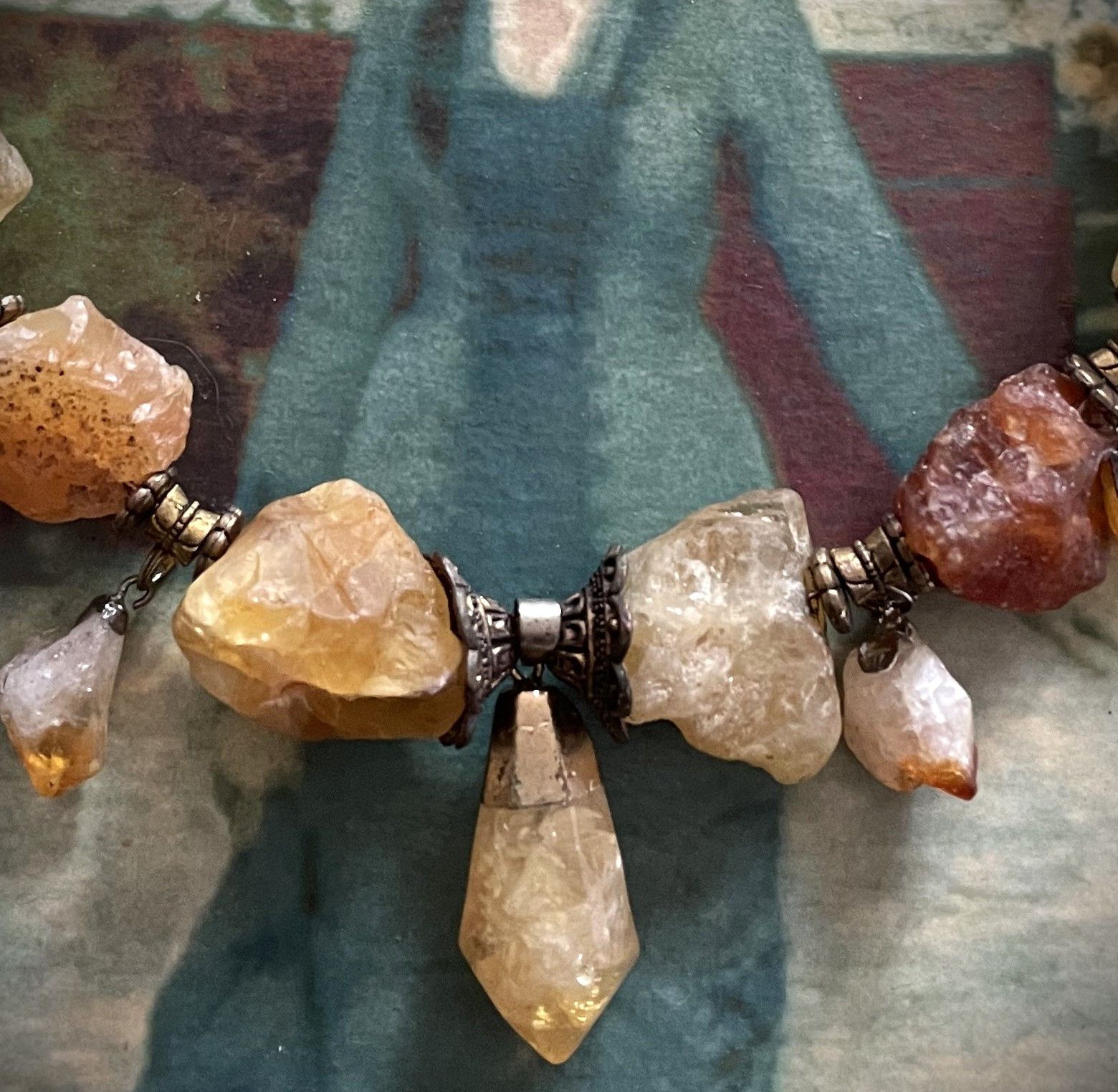 Other Vintage Style Raw Citrine Necklace – Boho Crystal Choker Size ONE SIZE - 4 Thumbnail