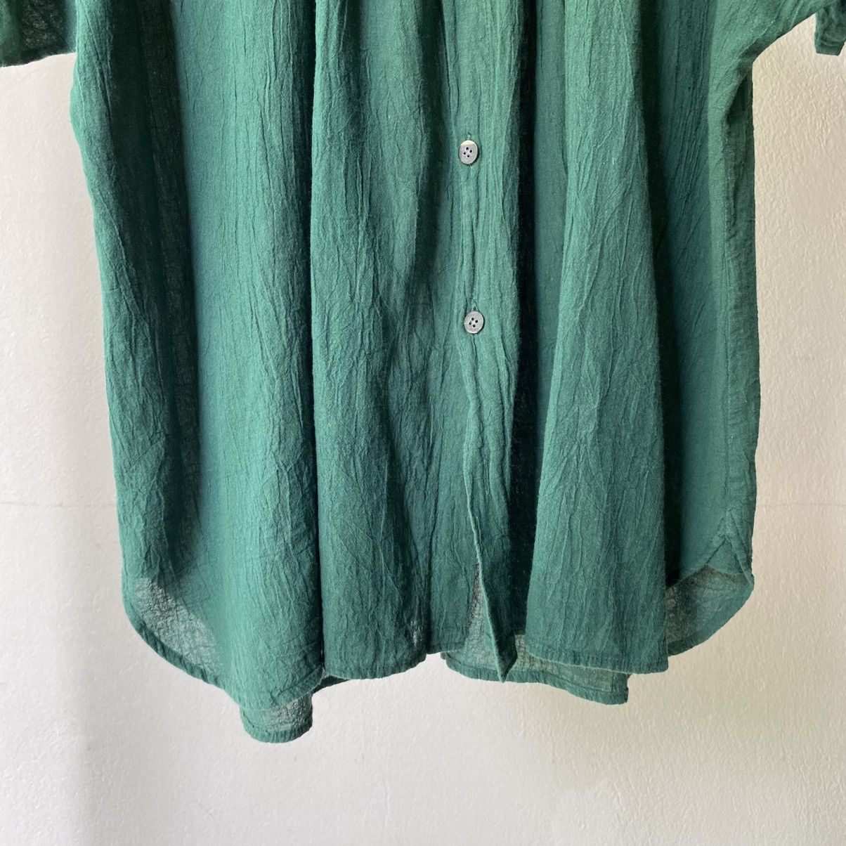 Issey Miyake Plantation Dark Green Pleated Short Sleeve Shirt Size M / US 6-8 / IT 42-44 - 12 Thumbnail