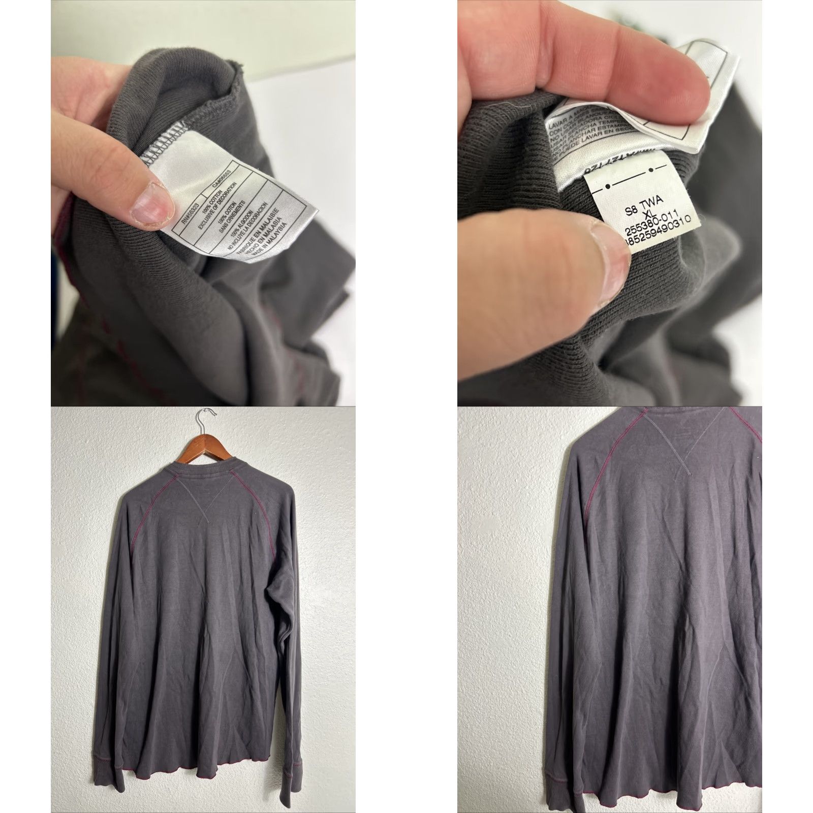 Nike Nike Henley Shirt Mens XL Gray Maroon Long Sleeve Cotton Pullover Size US XL / EU 56 / 4 - 8 Thumbnail
