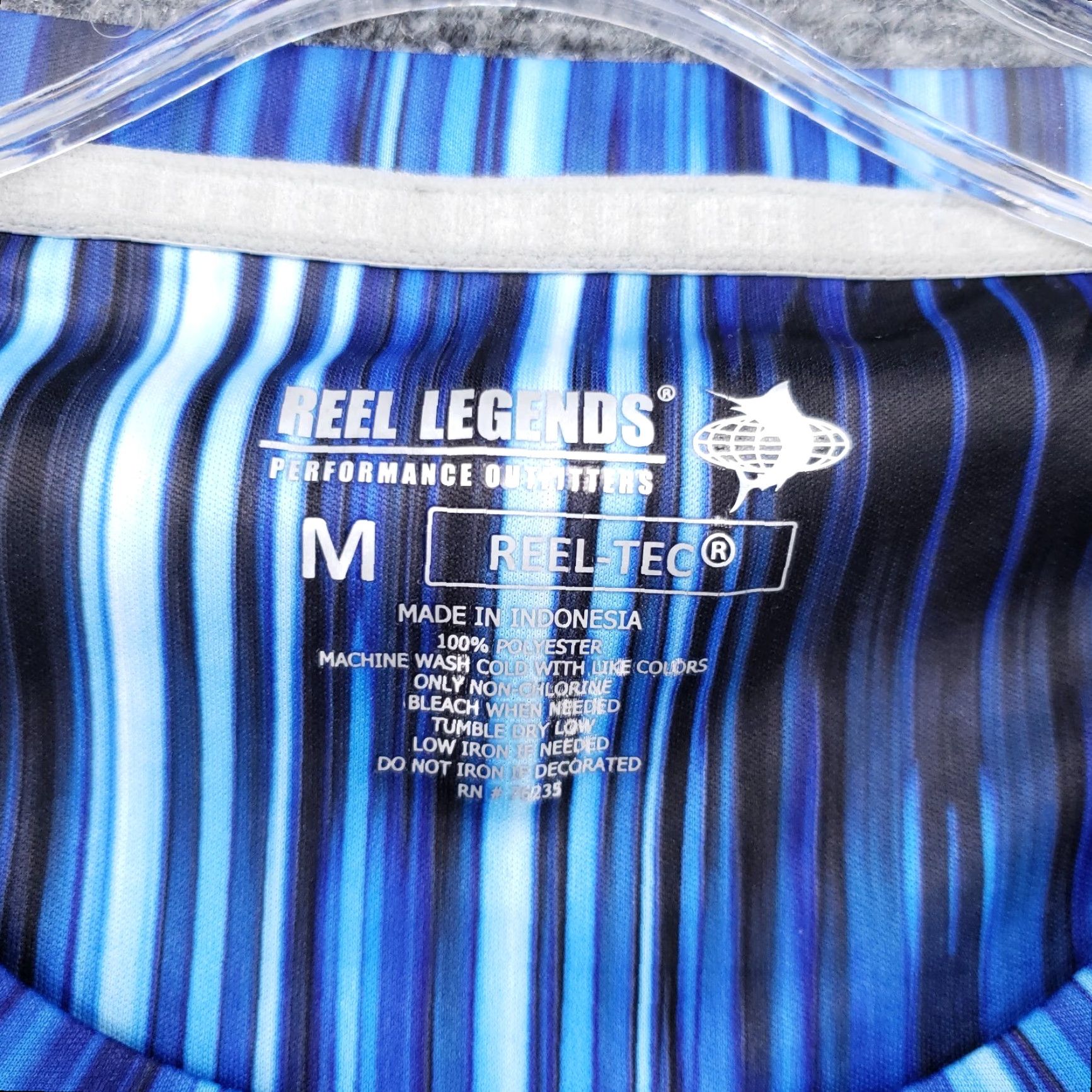 Vintage Reel Legends T-Shirt Men M Medium Blue Reel-Tec Pullover Striped Fishing Outdoor Size US M / EU 48-50 / 2 - 3 Thumbnail
