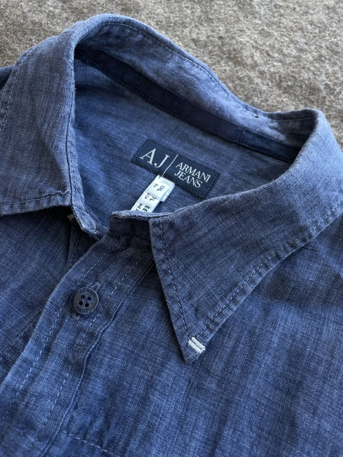 Armani Armani Jeans Linen Shirt Size US XL / EU 56 / 4 - 7 Thumbnail