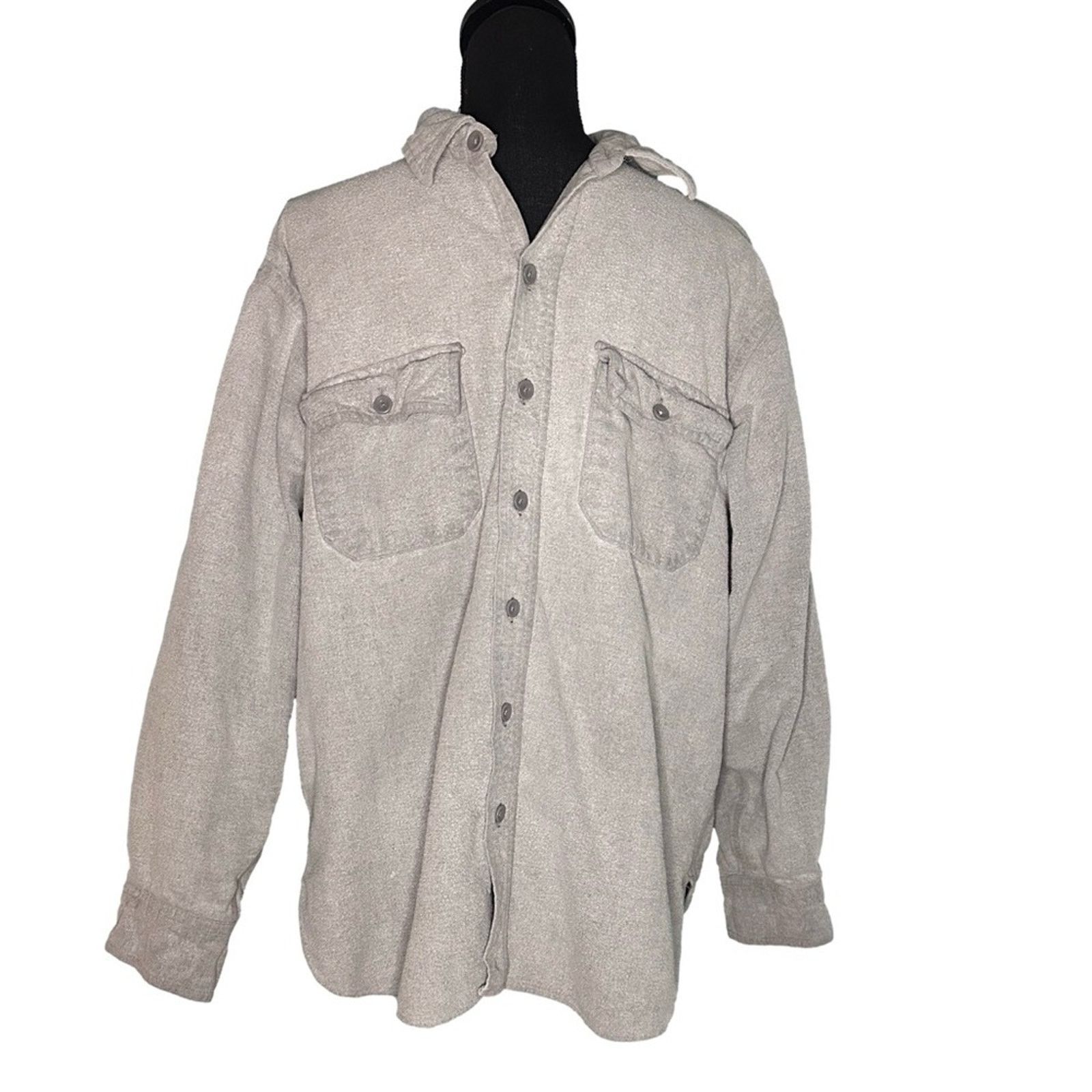 L.L. Bean Vintage L.L. Bean Light Grey Chamois Cloth Shirt – Men’s Size US L / EU 52-54 / 3 - 1 Thumbnail