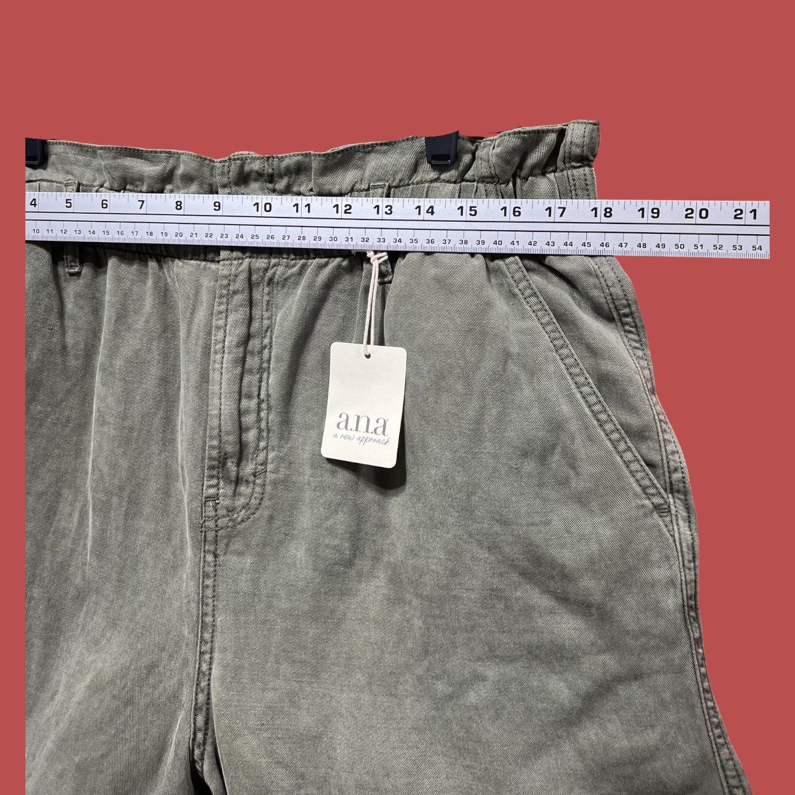 Other A.N.A - Women's High-Rise Linen Chino Short - Olive Green - Size 36" / US 14 / IT 50 - 5 Thumbnail