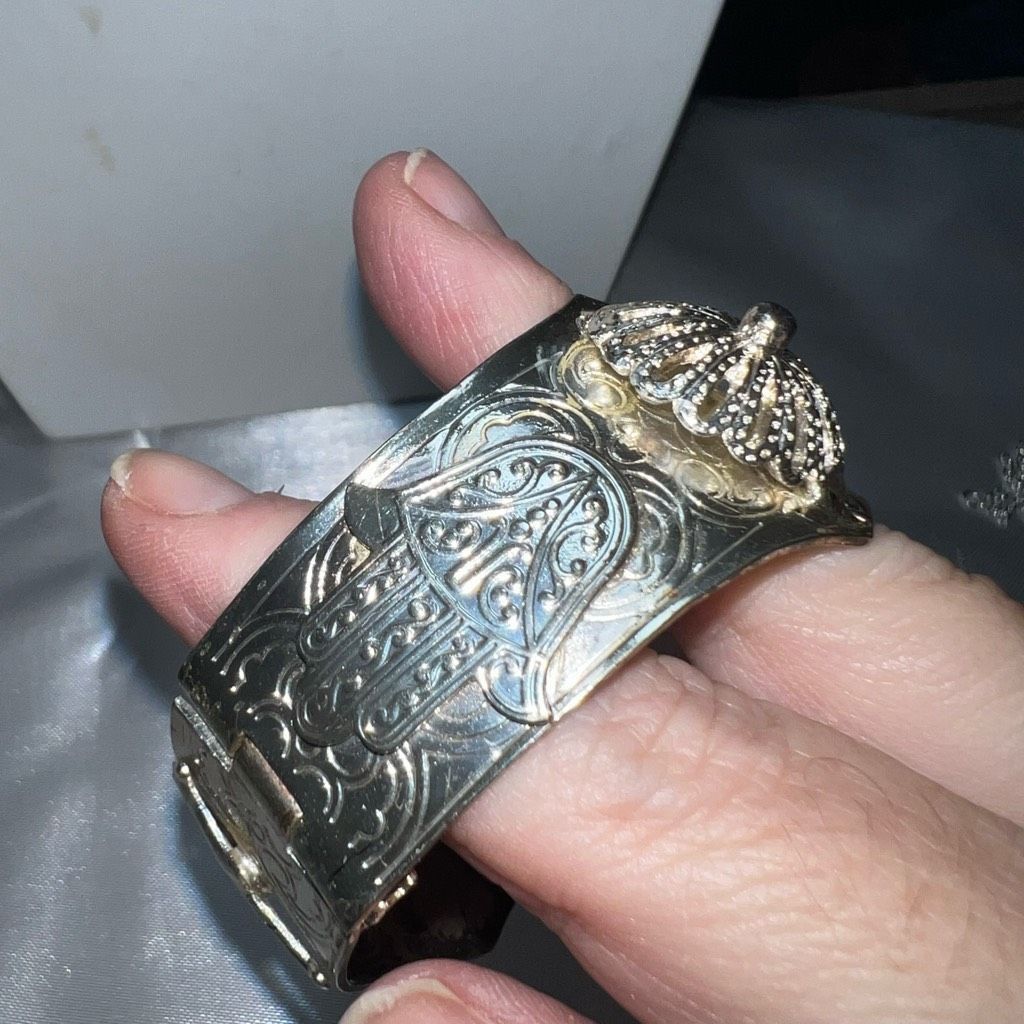 Vintage Silver Plated Vintage Hamsa and Camel Ethnic Cuff Bracelet Size ONE SIZE - 5 Thumbnail