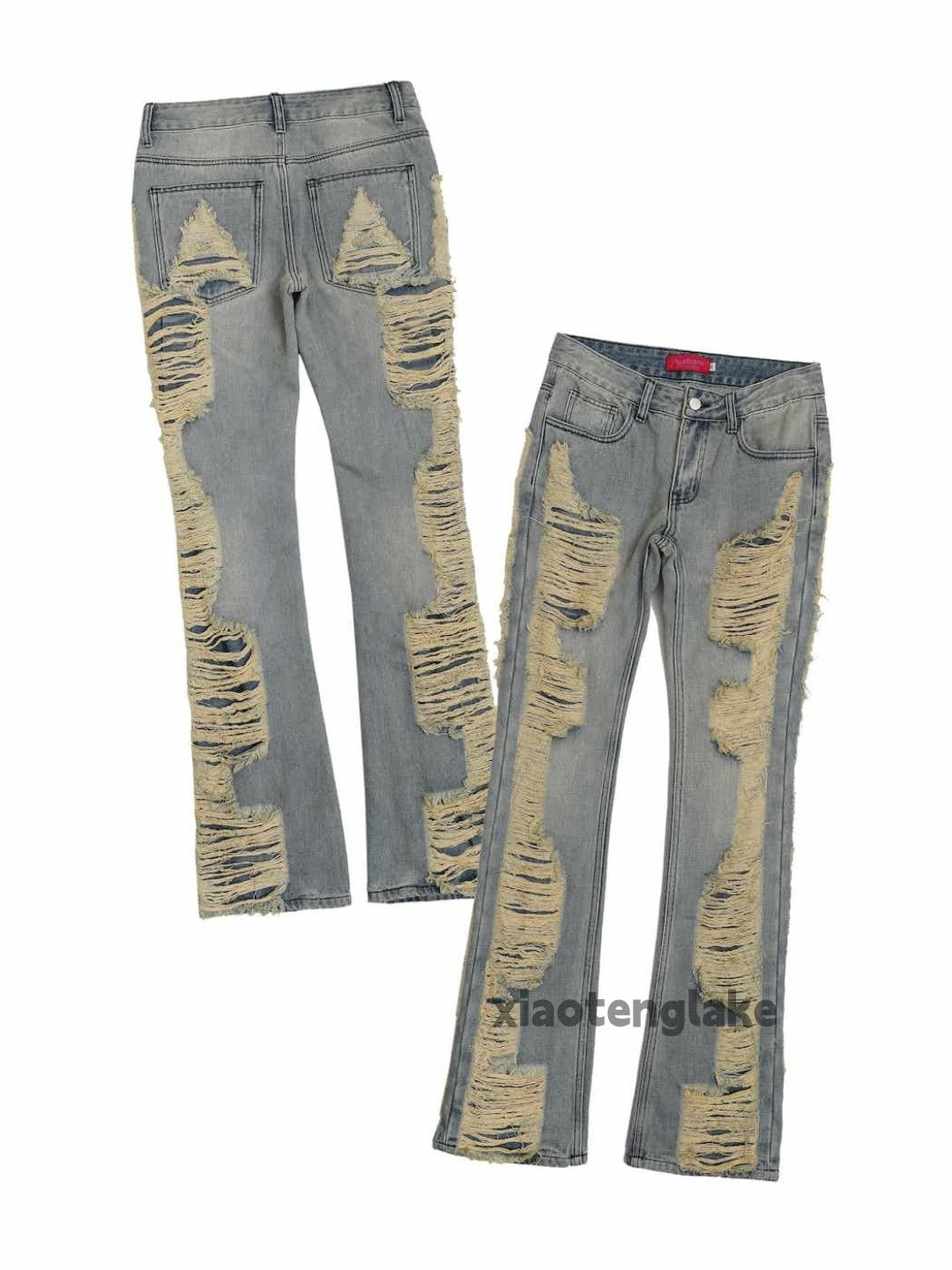 Jean × Vintage washed faded skate hiphop damaged ripped jeans Size US 34 / EU 50 - 6 Thumbnail