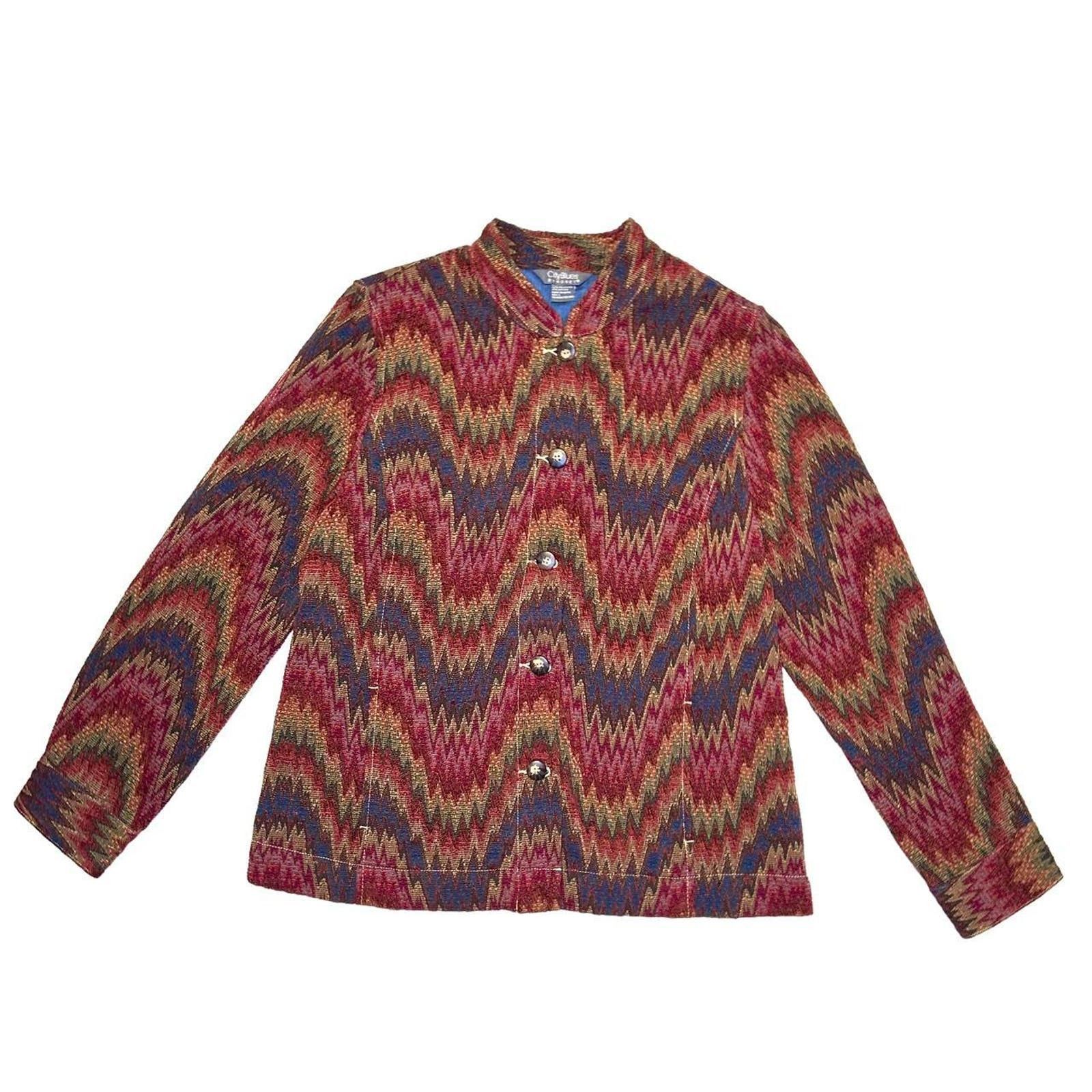 Vintage 80's Rainbow Jacket Large Chevron Pattern