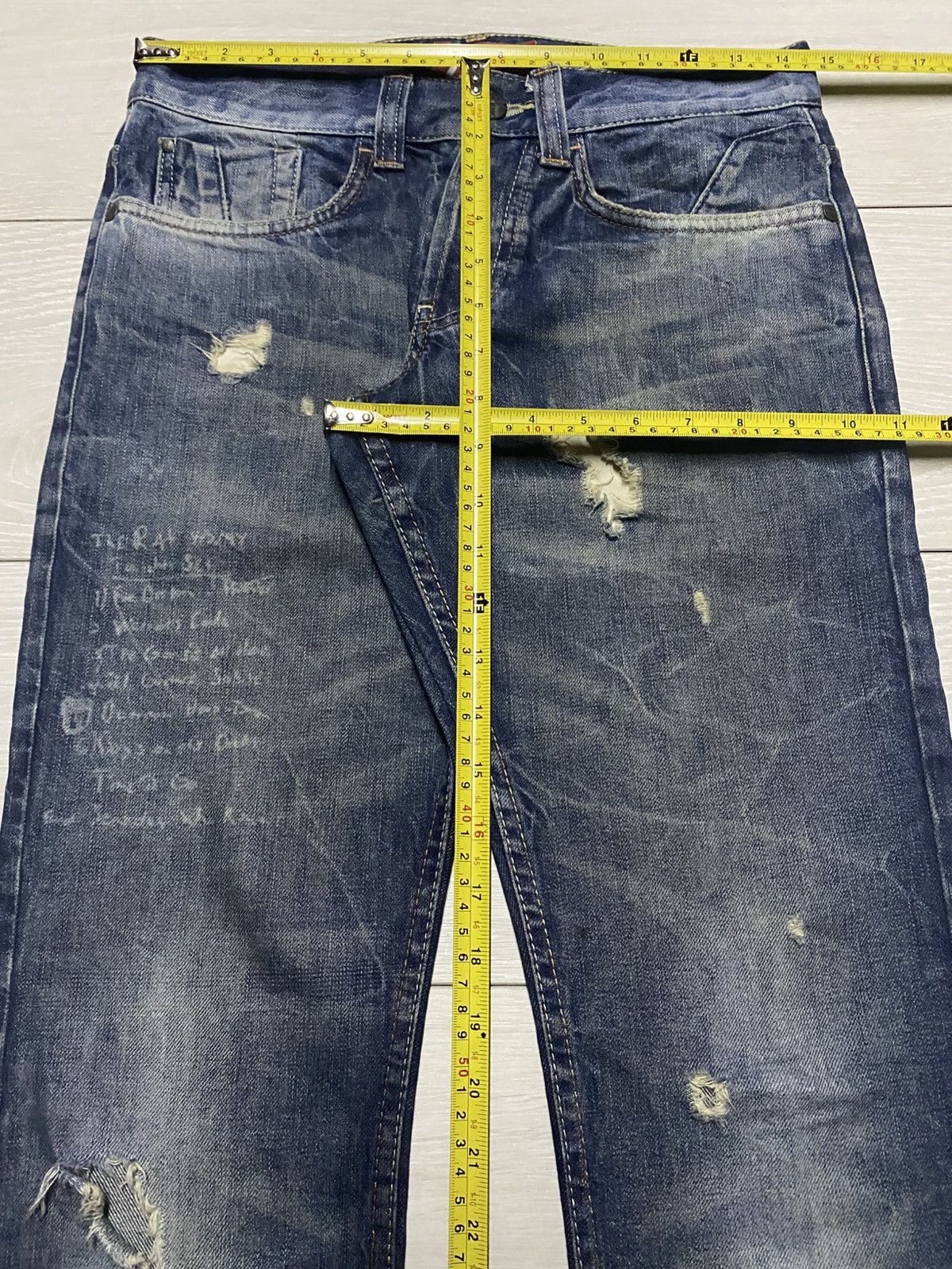 Rhude × Zara Vintage Zara Denim Distressed Straight Fit Jeans Size US 29 - 18 Thumbnail
