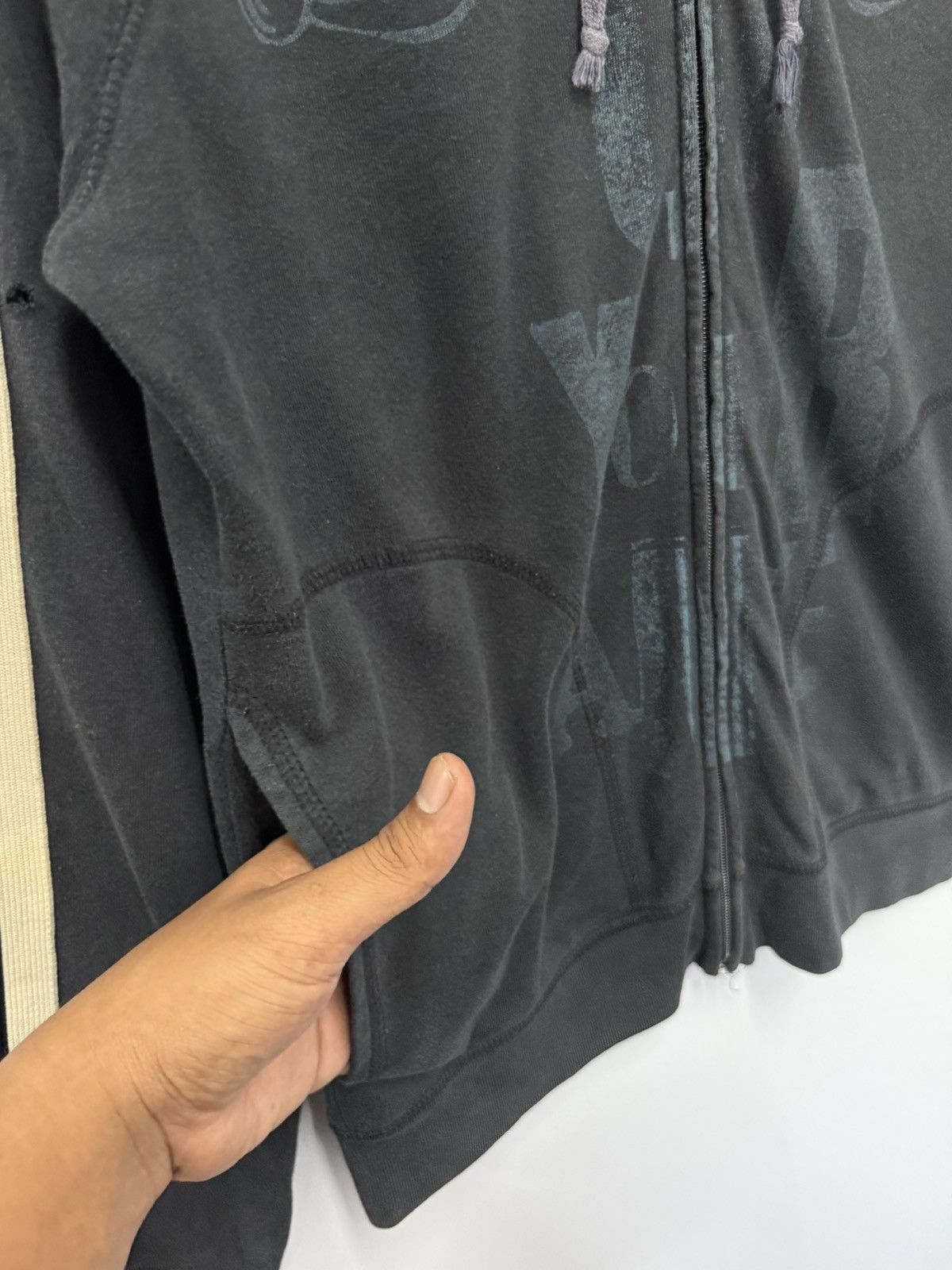 Juicy Couture Jeans × Vintage 🔥 Distressed Juisy Couture USA Zipper Hoodie Sweatshirt - S Size US S / EU 44-46 / 1 - 7 Thumbnail