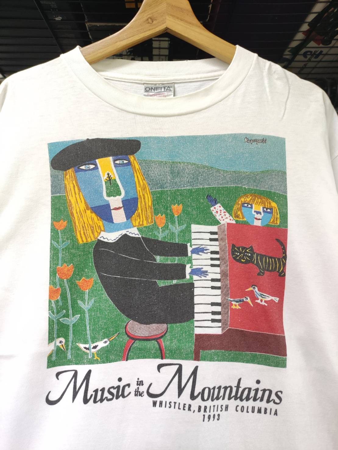 Arts & Science Vtg 90's Kupczynski " Music in The Mountains " Art T-Shirt Size US L / EU 52-54 / 3 - 1 Thumbnail