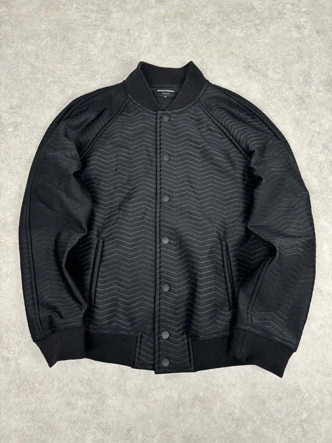 Emporio Armani A2013 Emporio Armani Black Patterned Bomber Jacket Size US L / EU 52-54 / 3 - 1 Thumbnail